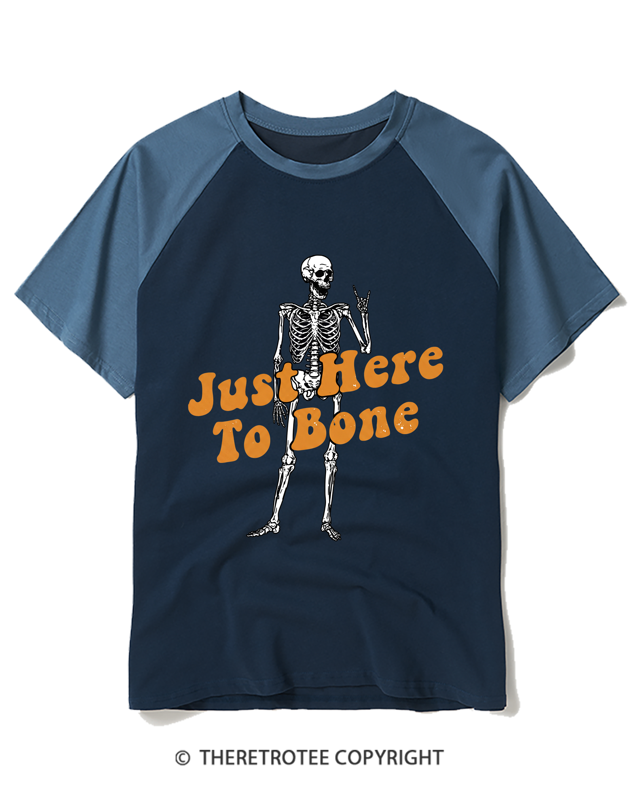 TheRetroTee Just Here To Bone 1990s Raglan Baseball T-Shirt