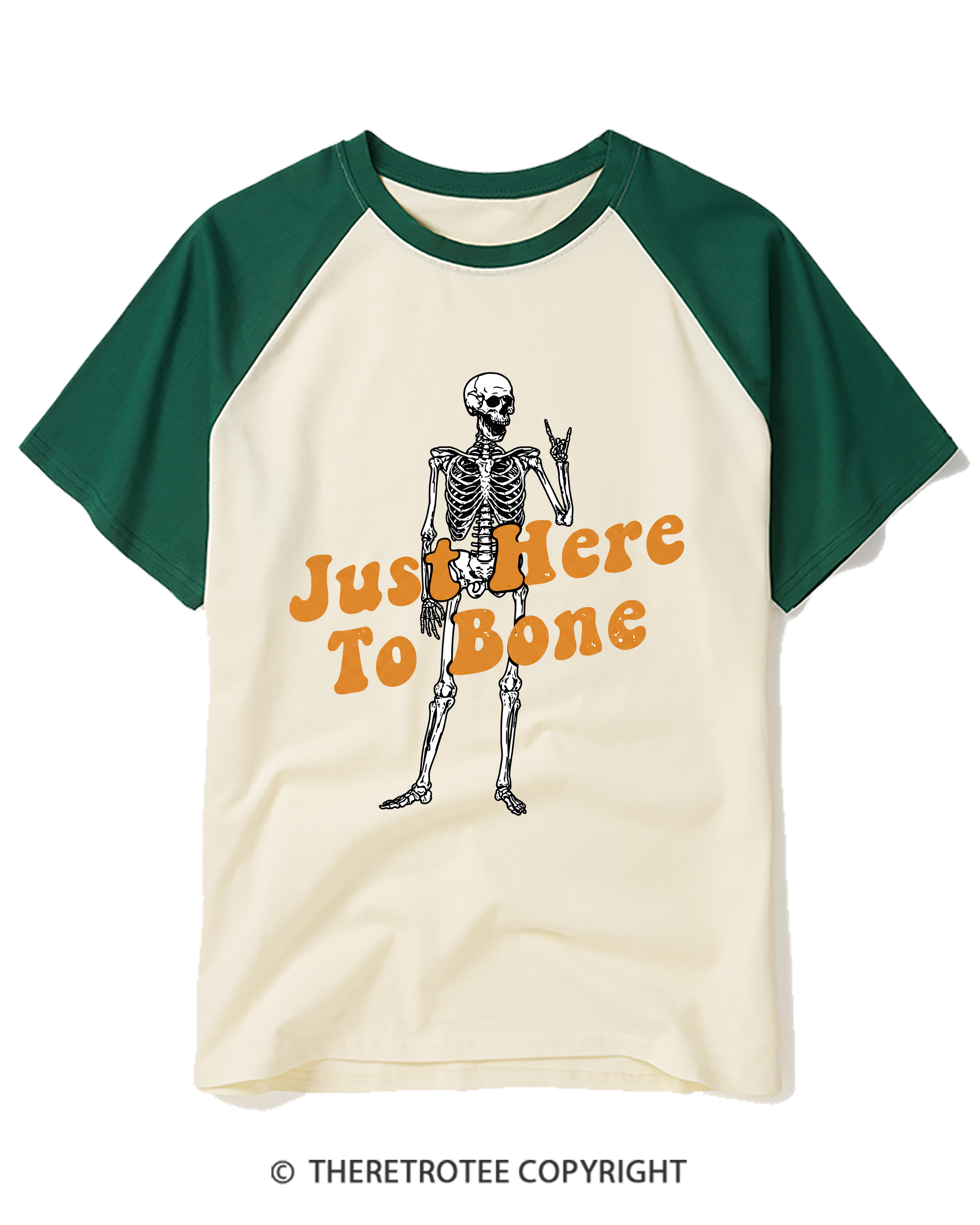 TheRetroTee Just Here To Bone 1990s Raglan Baseball T-Shirt