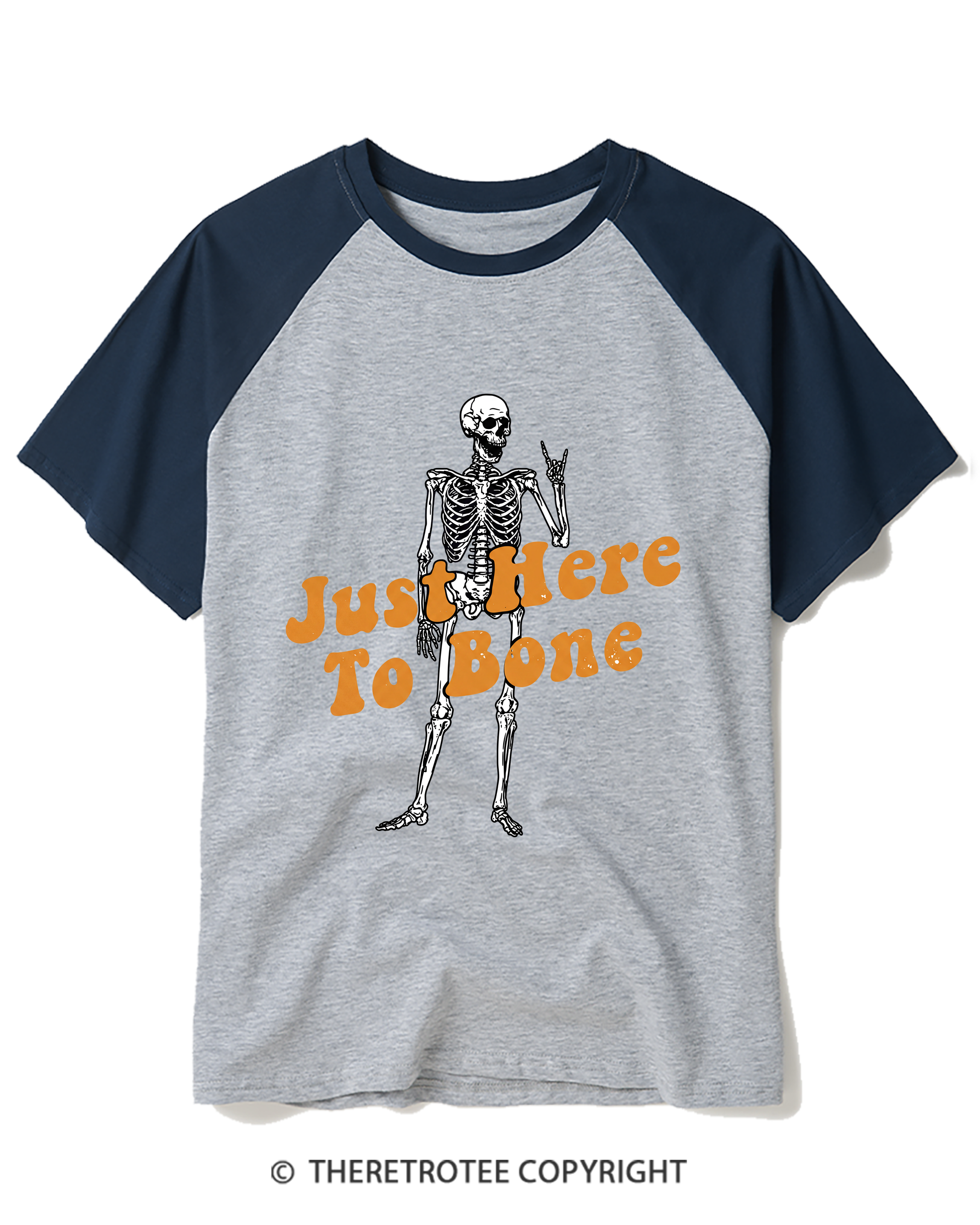 TheRetroTee Just Here To Bone 1990s Raglan Baseball T-Shirt
