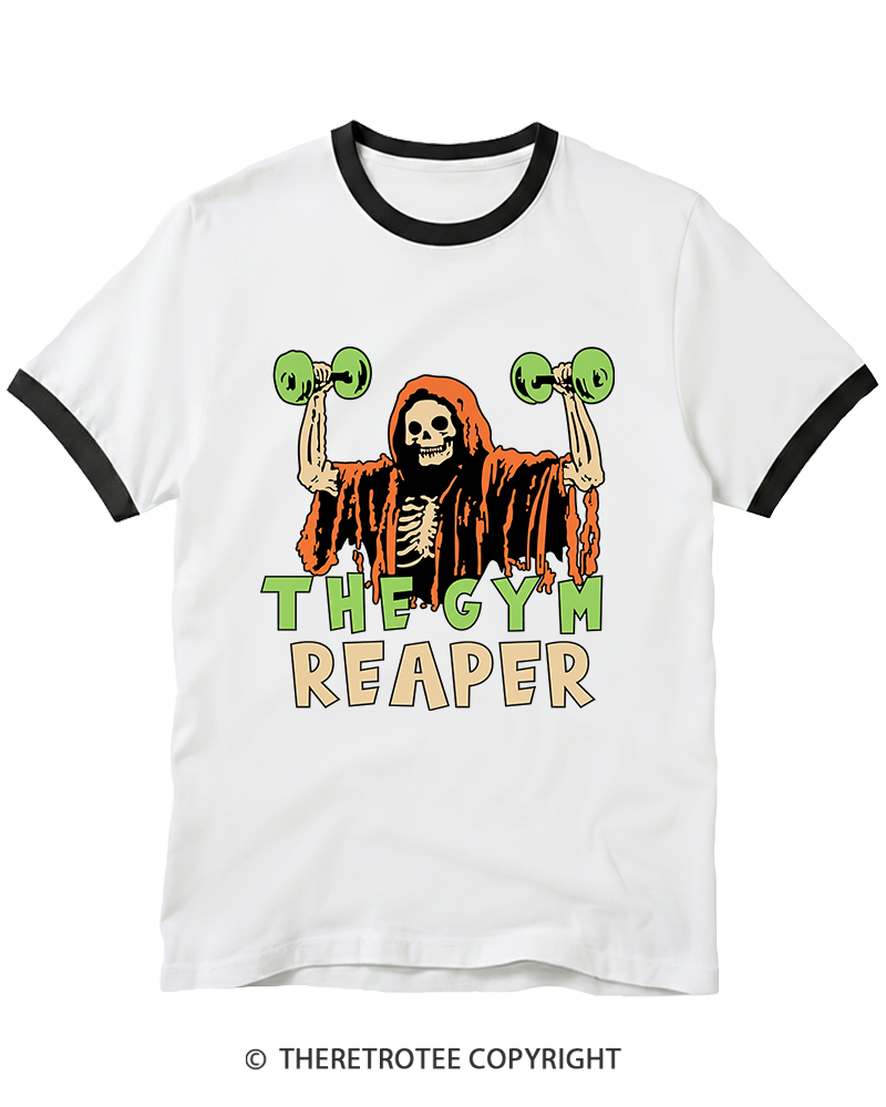 TheRetroTee The Gym Reaper 1990s Ringer T-Shirt