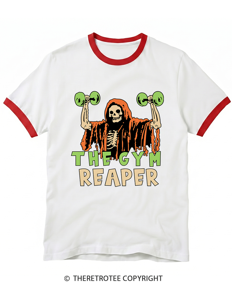 TheRetroTee The Gym Reaper 1990s Ringer T-Shirt