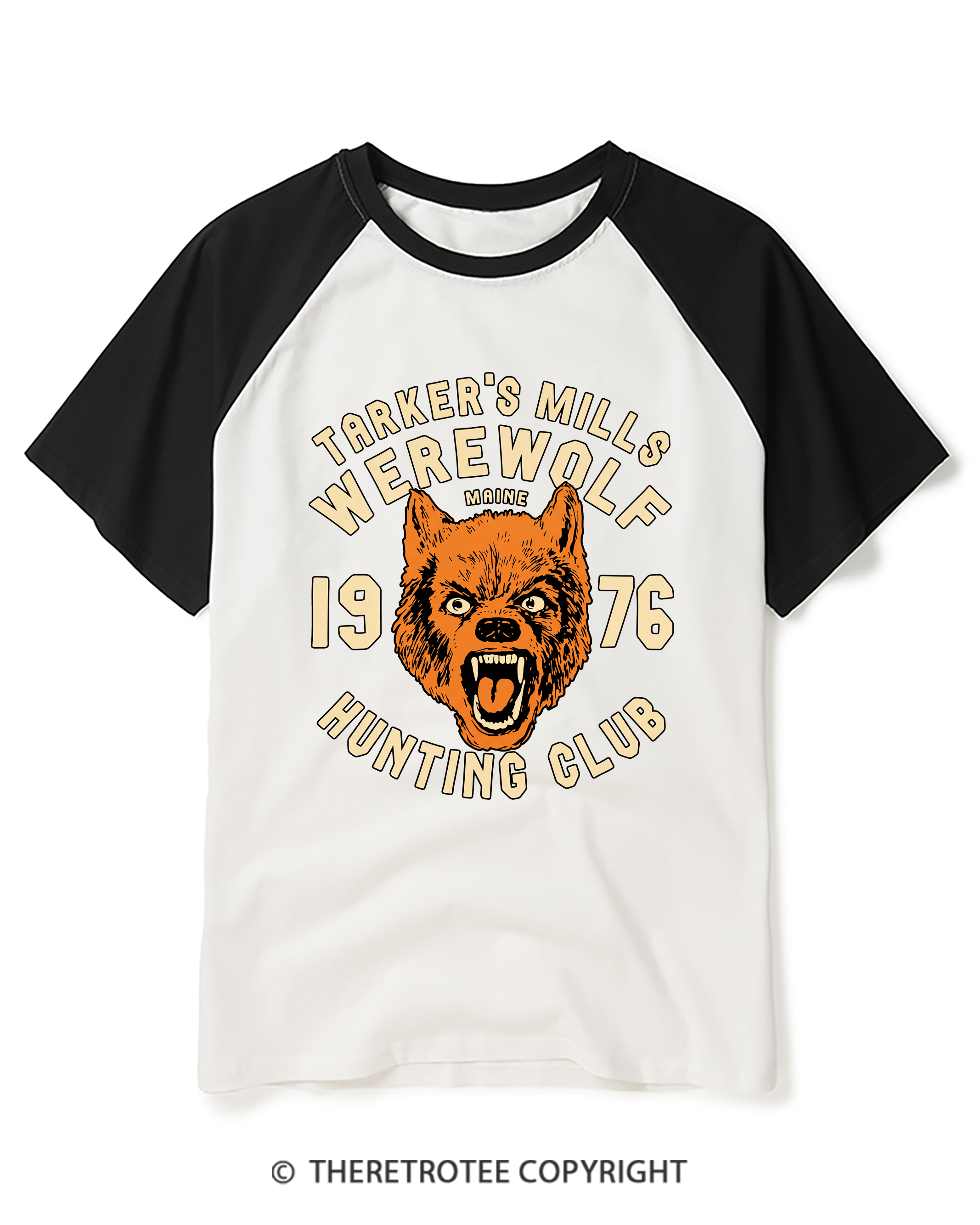 TheRetroTee Tarker's Mills Werewolf Hunting Club 1960s Raglan Baseball T-Shirt