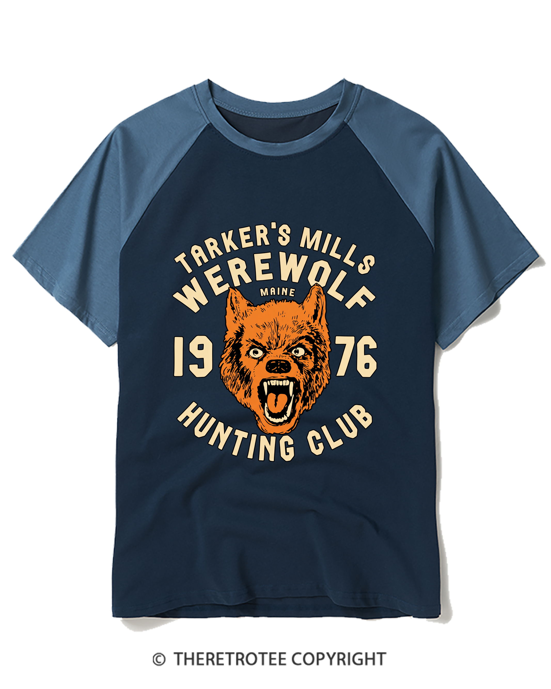 TheRetroTee Tarker's Mills Werewolf Hunting Club 1960s Raglan Baseball T-Shirt