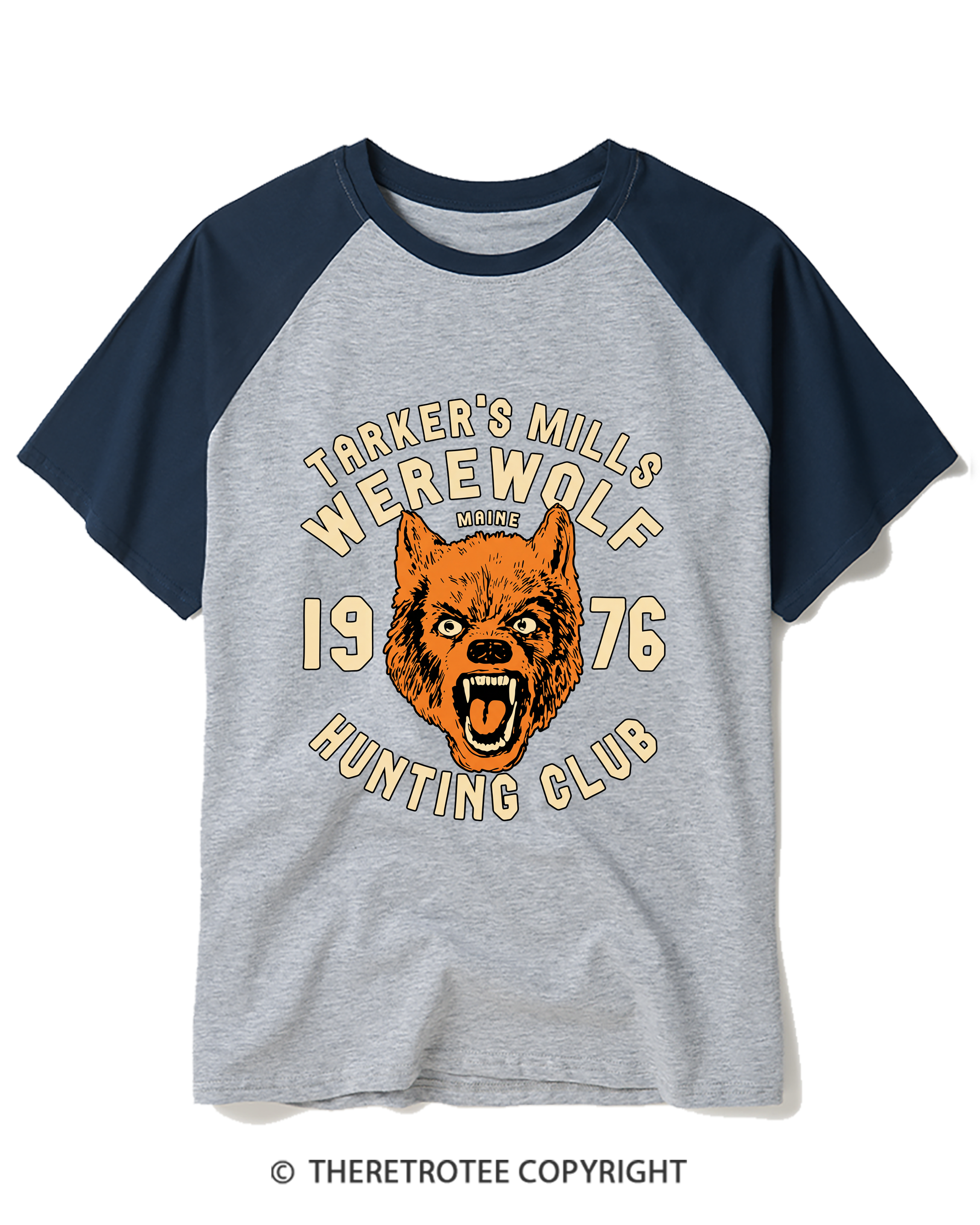 TheRetroTee Tarker's Mills Werewolf Hunting Club 1960s Raglan Baseball T-Shirt