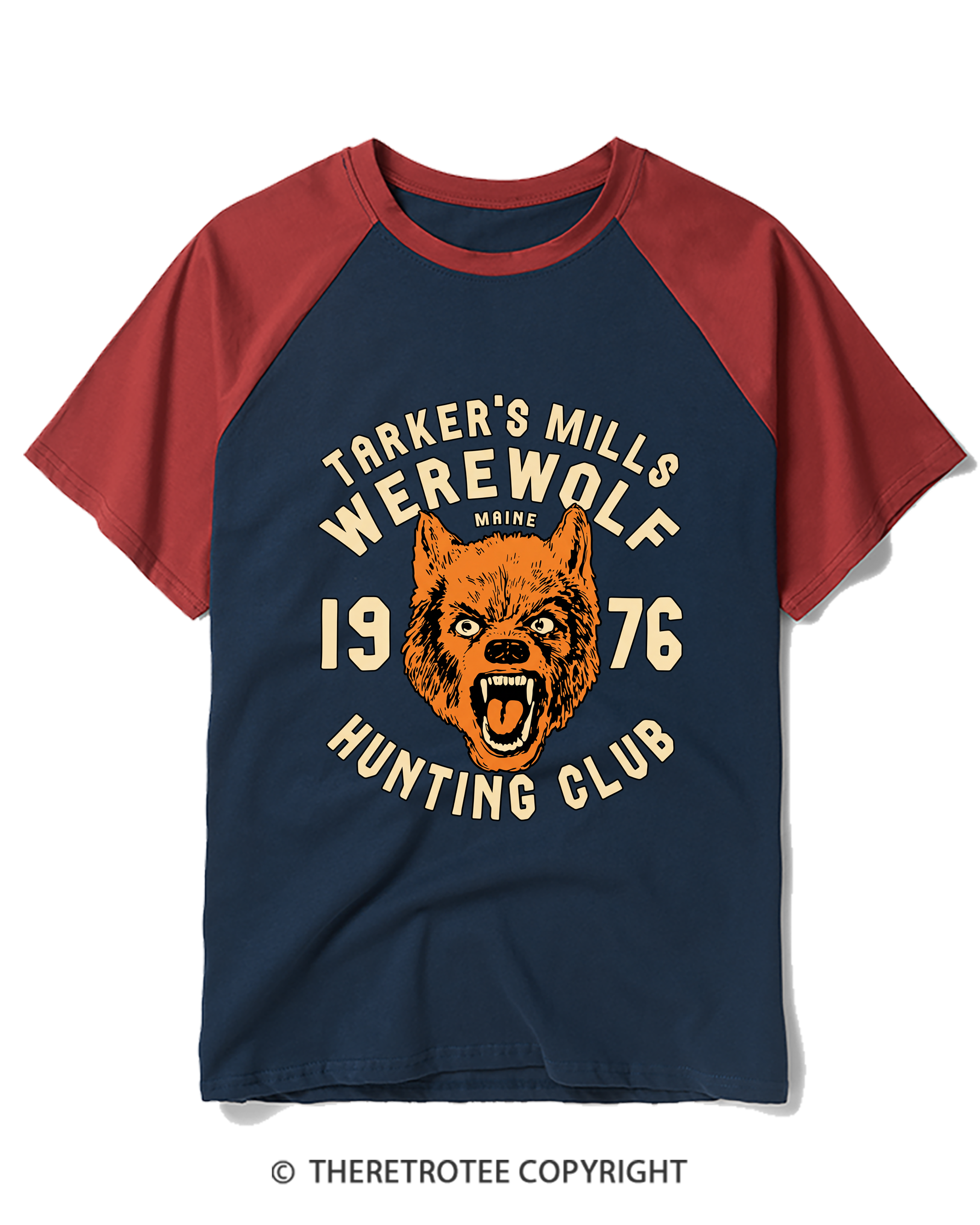 TheRetroTee Tarker's Mills Werewolf Hunting Club 1960s Raglan Baseball T-Shirt
