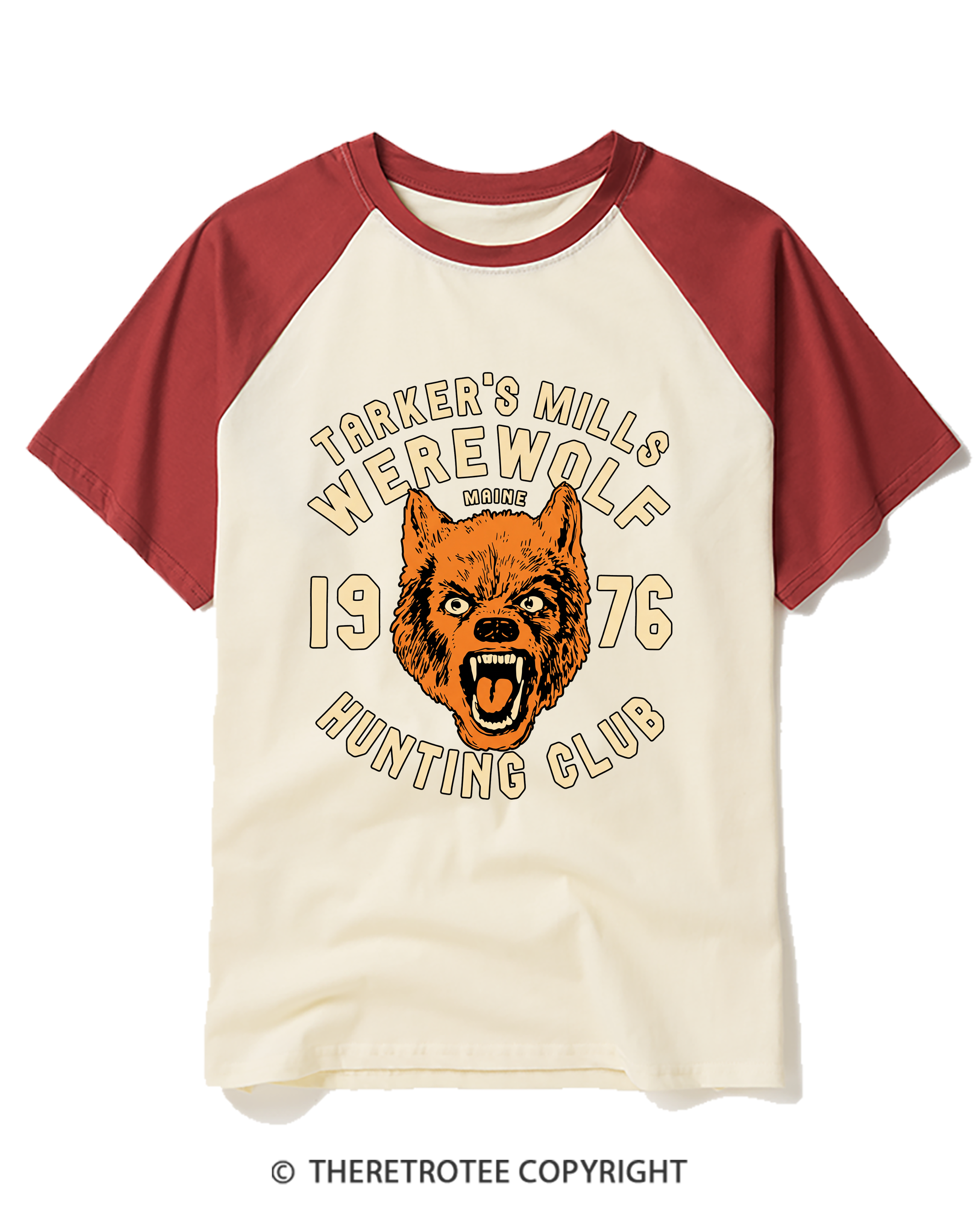 TheRetroTee Tarker's Mills Werewolf Hunting Club 1960s Raglan Baseball T-Shirt