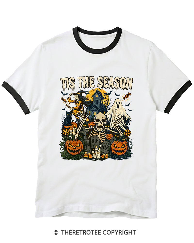 TheRetroTee Tis The Season 1950s Ringer T-Shirt