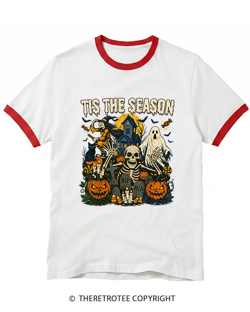 TheRetroTee Tis The Season 1950s Ringer T-Shirt