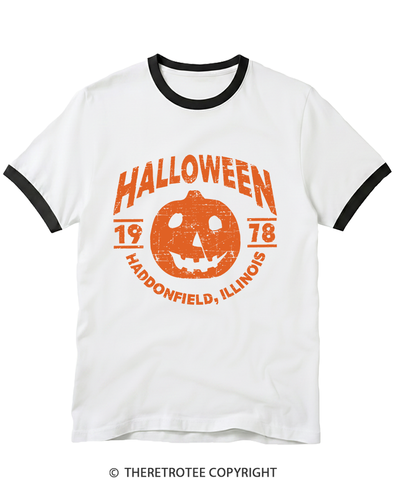 TheRetroTee Halloween 1978 Haddonfield, Illinois Ringer T-Shirt