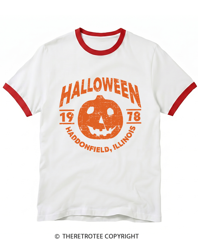 TheRetroTee Halloween 1978 Haddonfield, Illinois Ringer T-Shirt