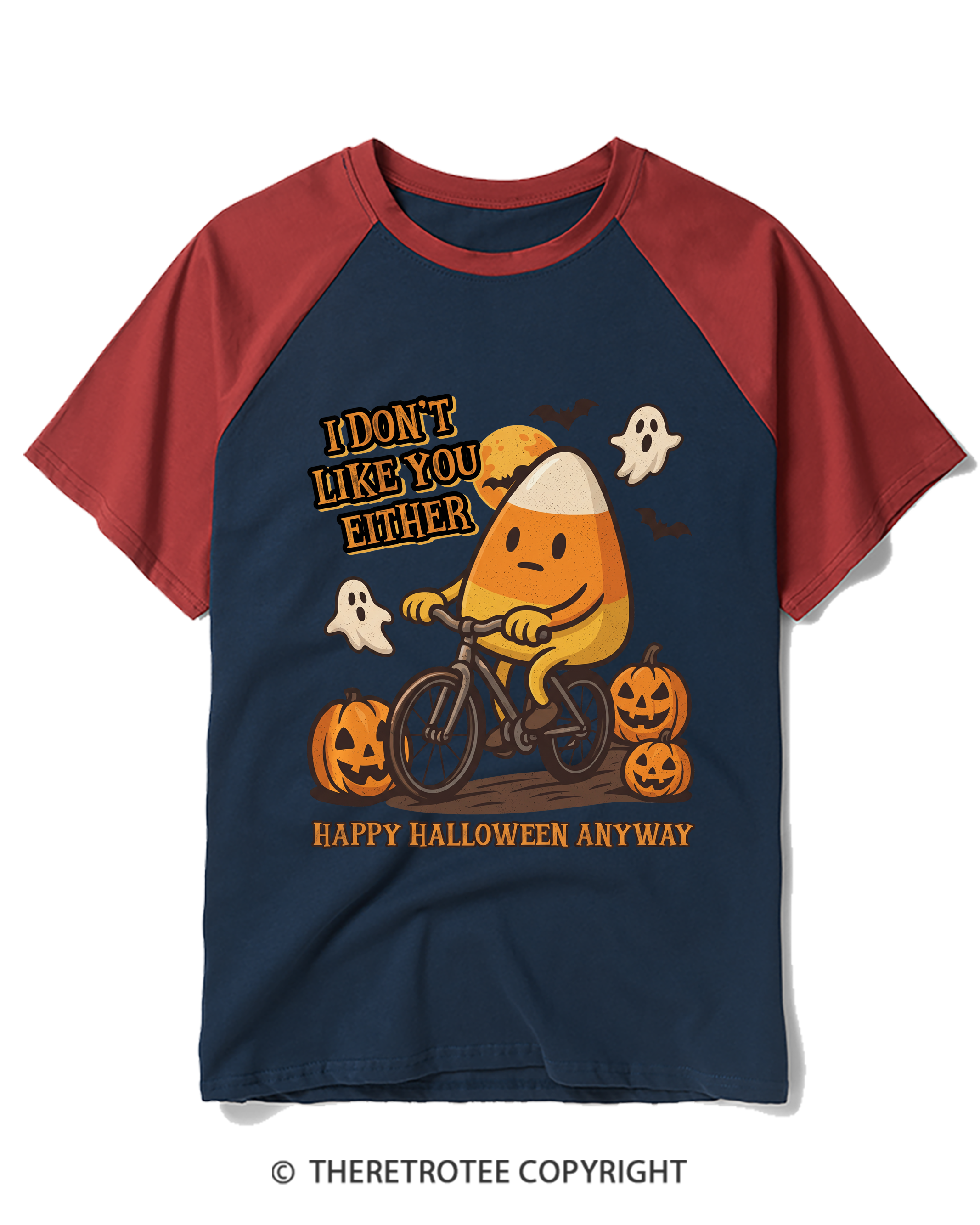 TheRetroTee I Don’T Like You Either 1990s Raglan Baseball T-Shirt