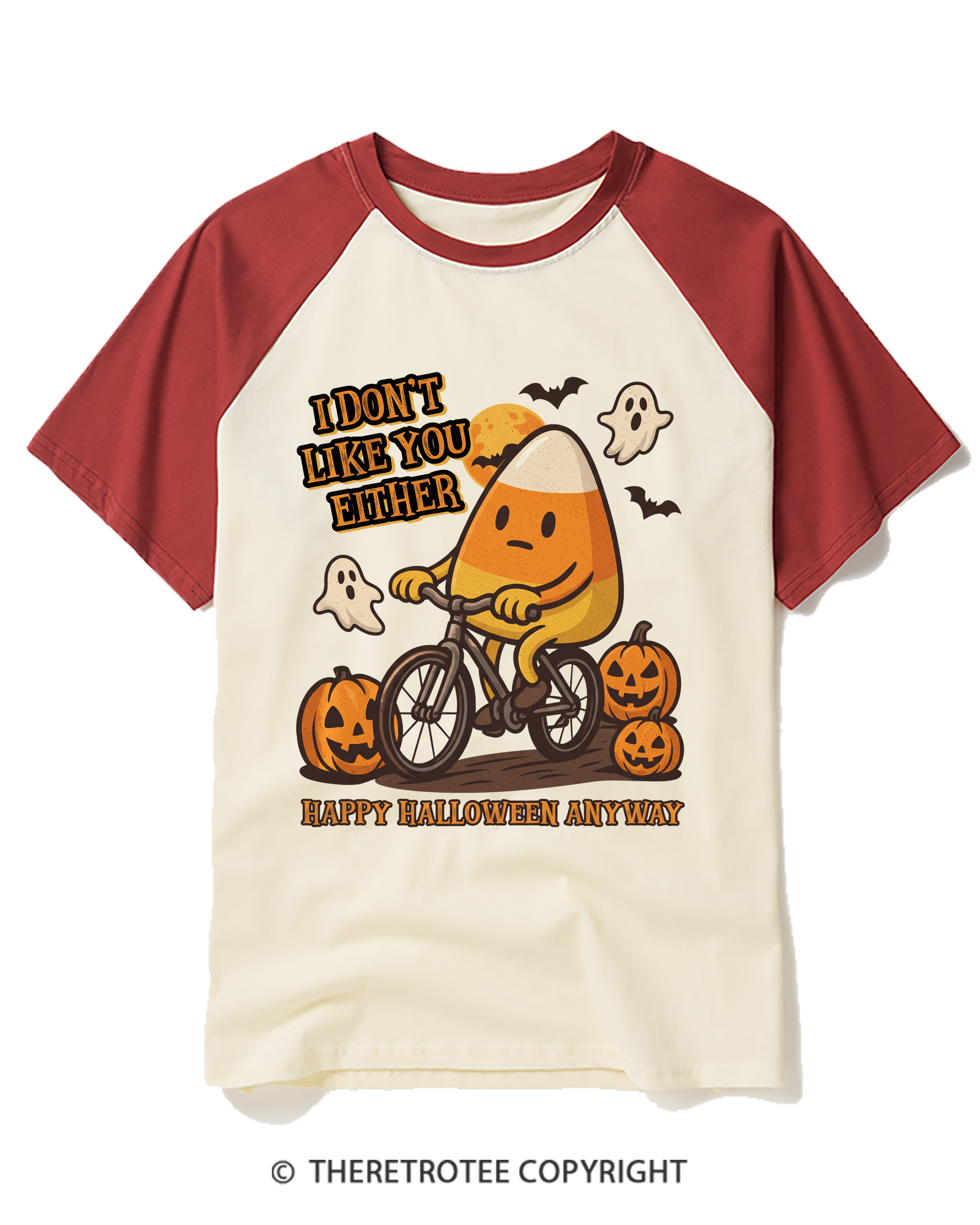 TheRetroTee I Don’T Like You Either 1990s Raglan Baseball T-Shirt