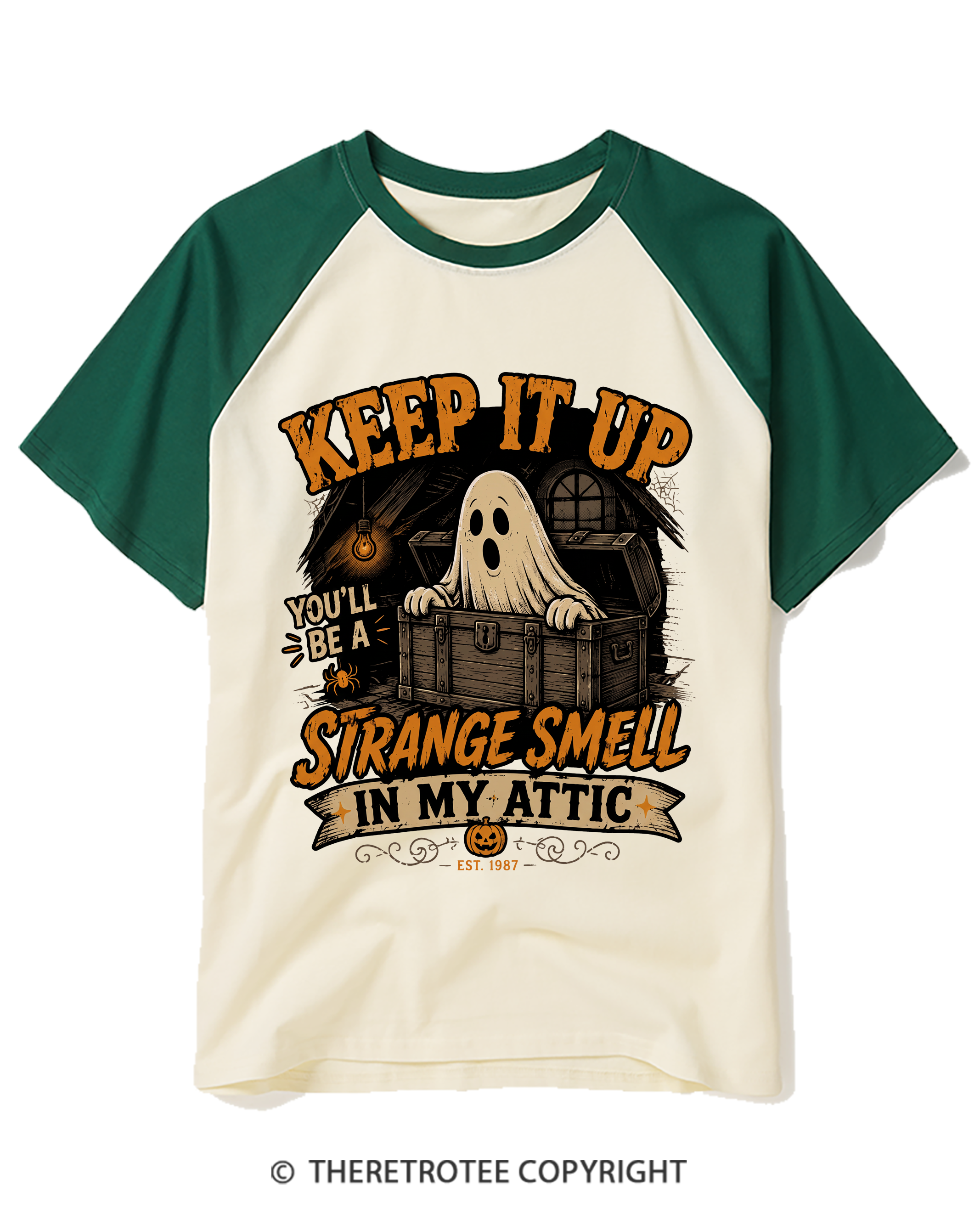 TheRetroTee Keep It Up You’Ll Be A Strange Smell In My Attic 1980s Raglan Baseball T-Shirt