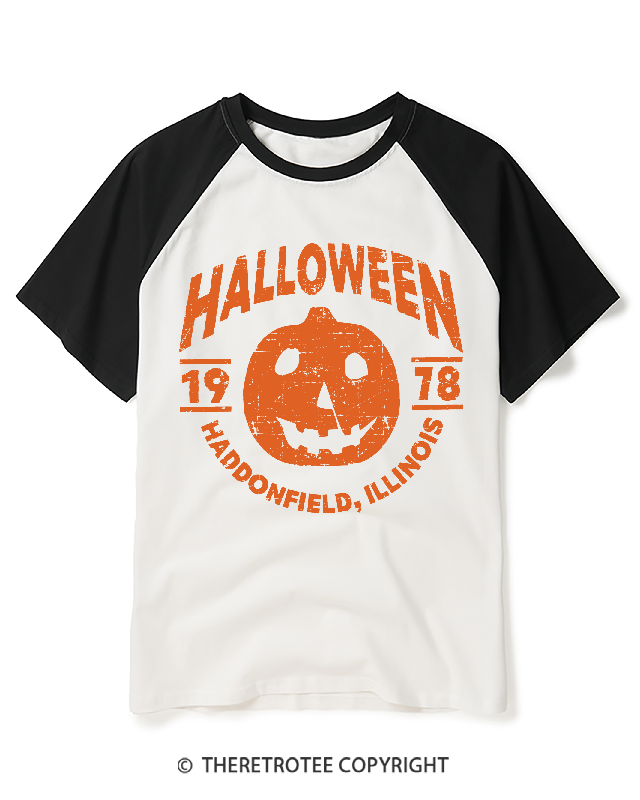 TheRetroTee Halloween 1978 Haddonfield, Illinois 1970s Raglan Baseball T-Shirt