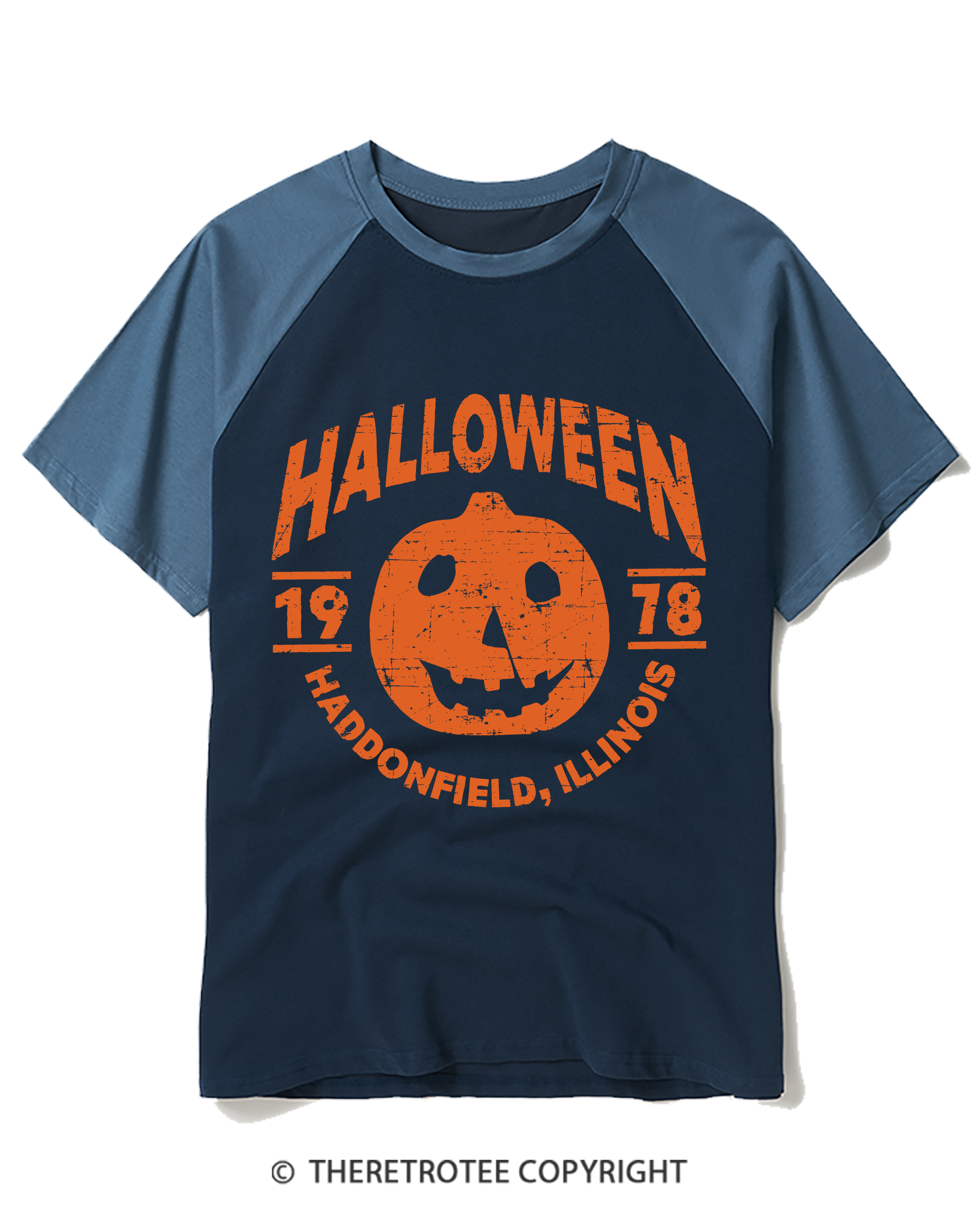 TheRetroTee Halloween 1978 Haddonfield, Illinois 1970s Raglan Baseball T-Shirt