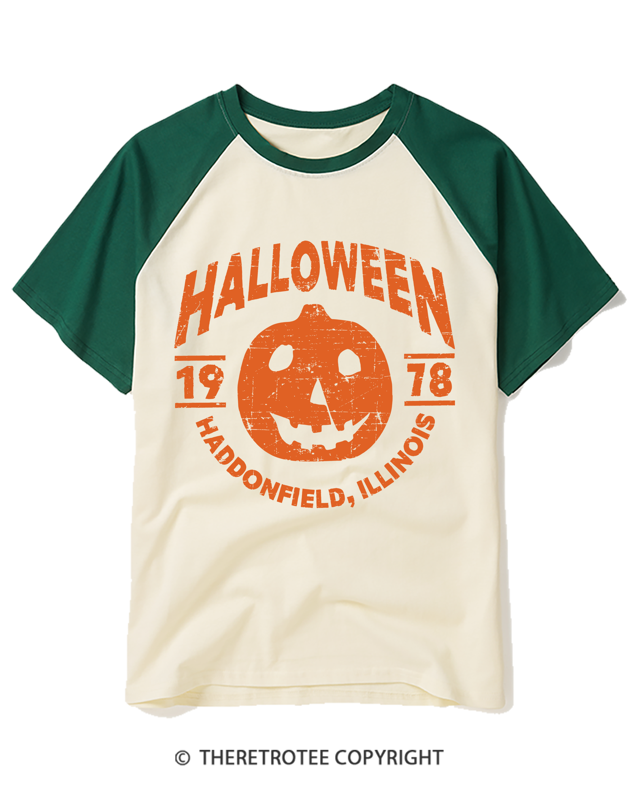 TheRetroTee Halloween 1978 Haddonfield, Illinois 1970s Raglan Baseball T-Shirt