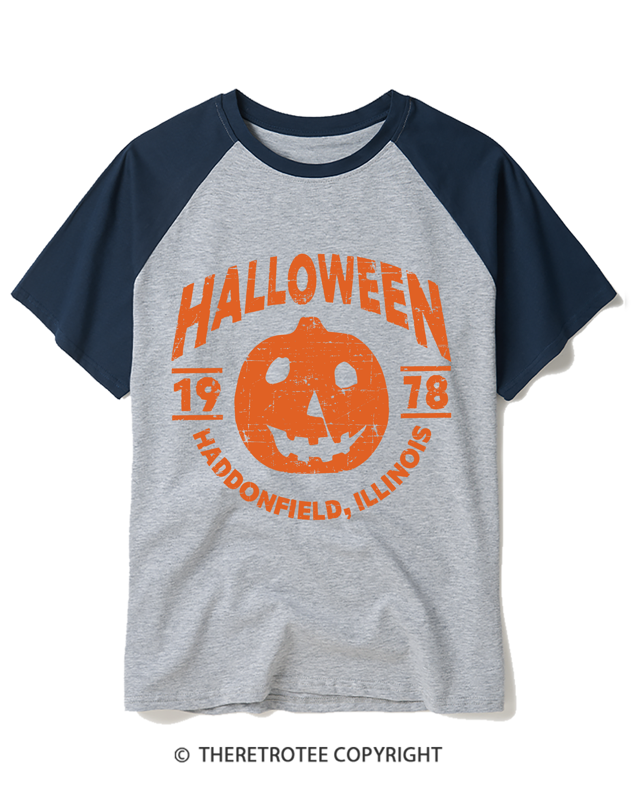 TheRetroTee Halloween 1978 Haddonfield, Illinois 1970s Raglan Baseball T-Shirt