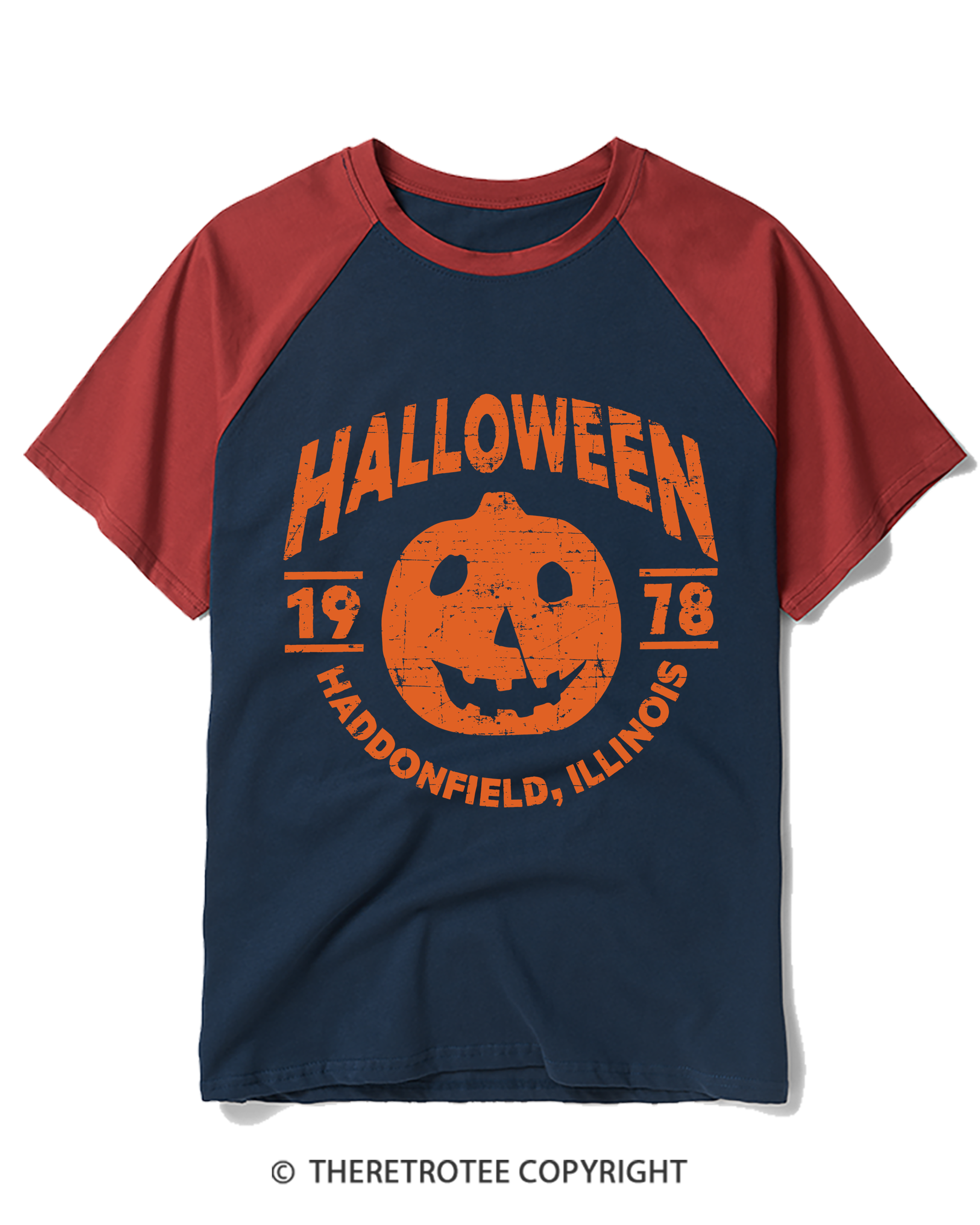 TheRetroTee Halloween 1978 Haddonfield, Illinois 1970s Raglan Baseball T-Shirt