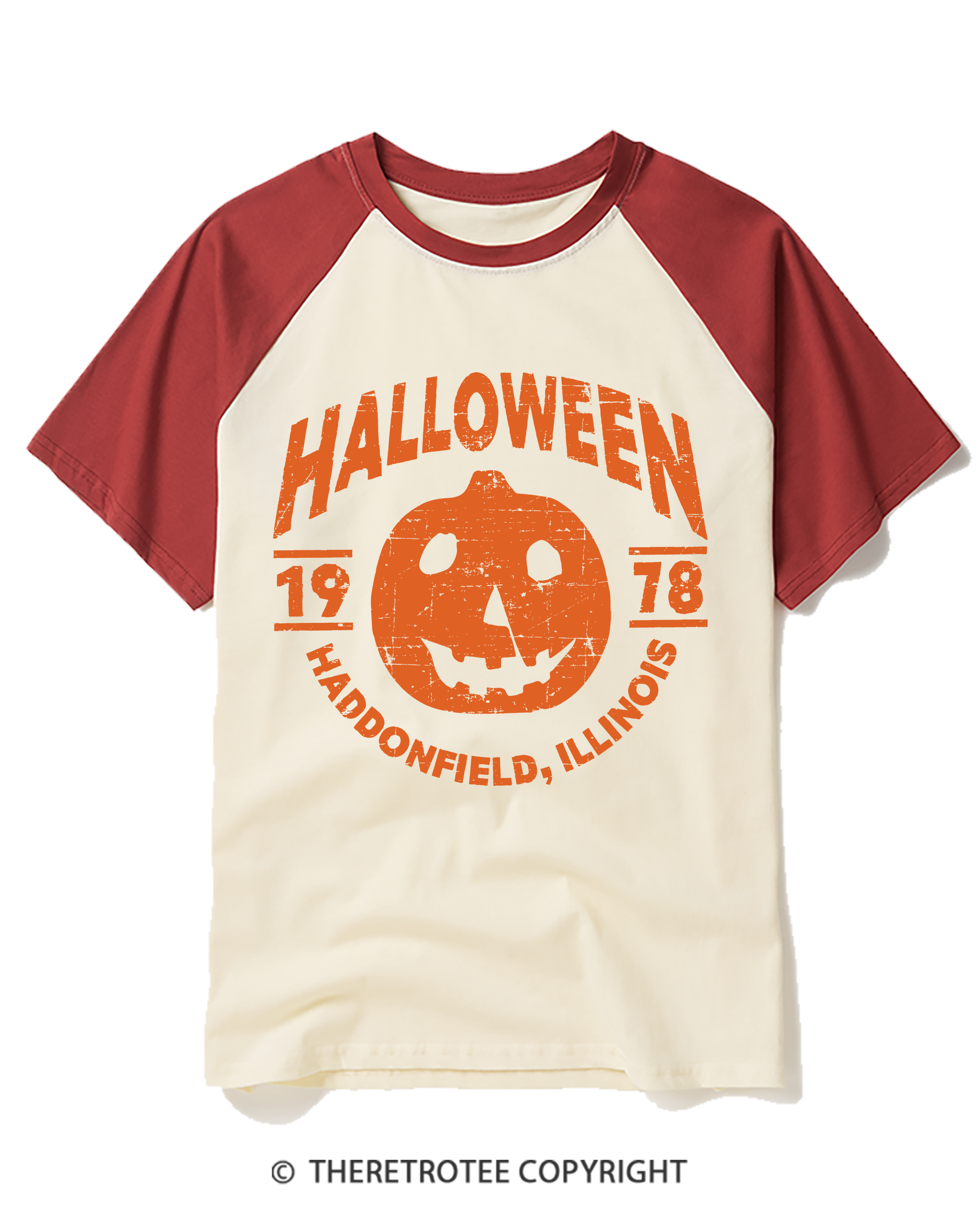 TheRetroTee Halloween 1978 Haddonfield, Illinois 1970s Raglan Baseball T-Shirt