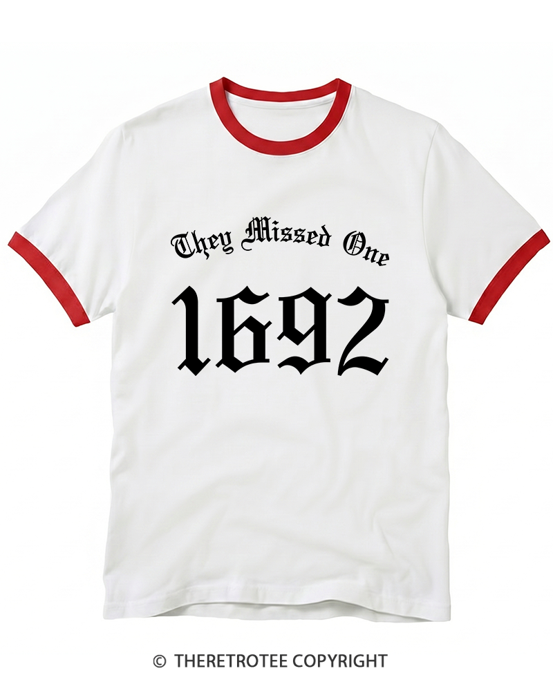 TheRetroTee Salem Witch Shirt 1692 They Missed One Ringer T-Shirt