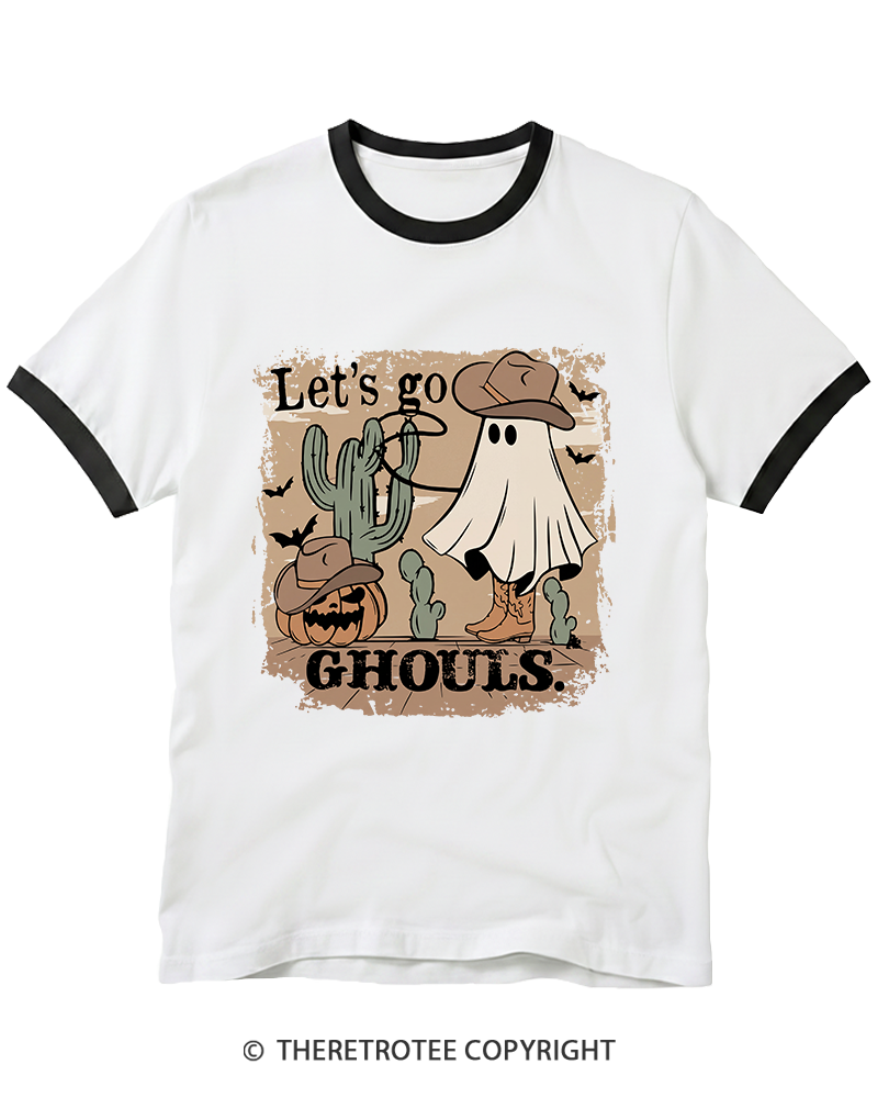 TheRetroTee Let’S Go Ghouls 1990s Ringer T-Shirt