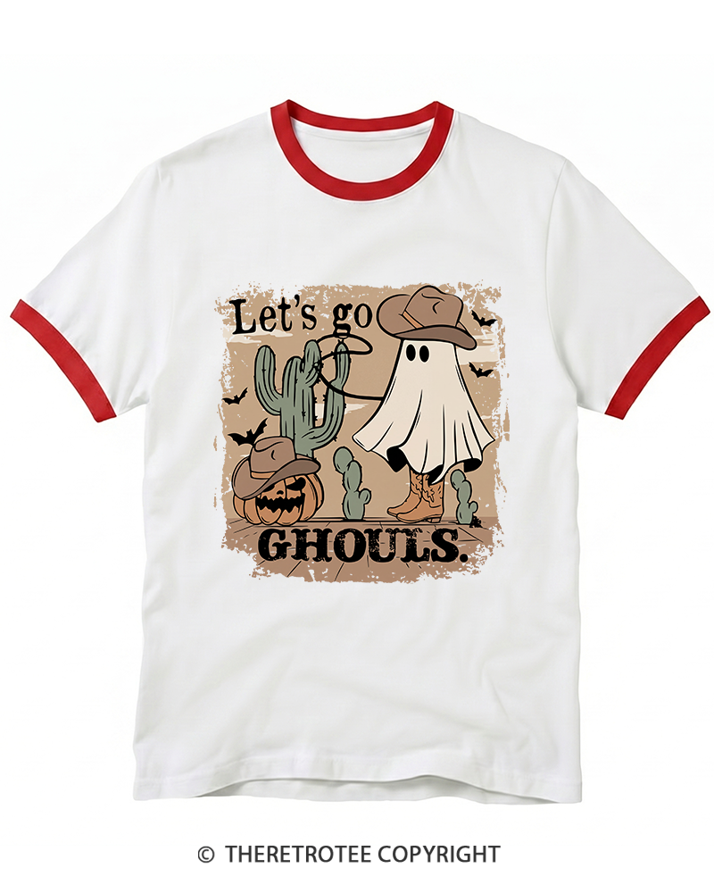 TheRetroTee Let’S Go Ghouls 1990s Ringer T-Shirt