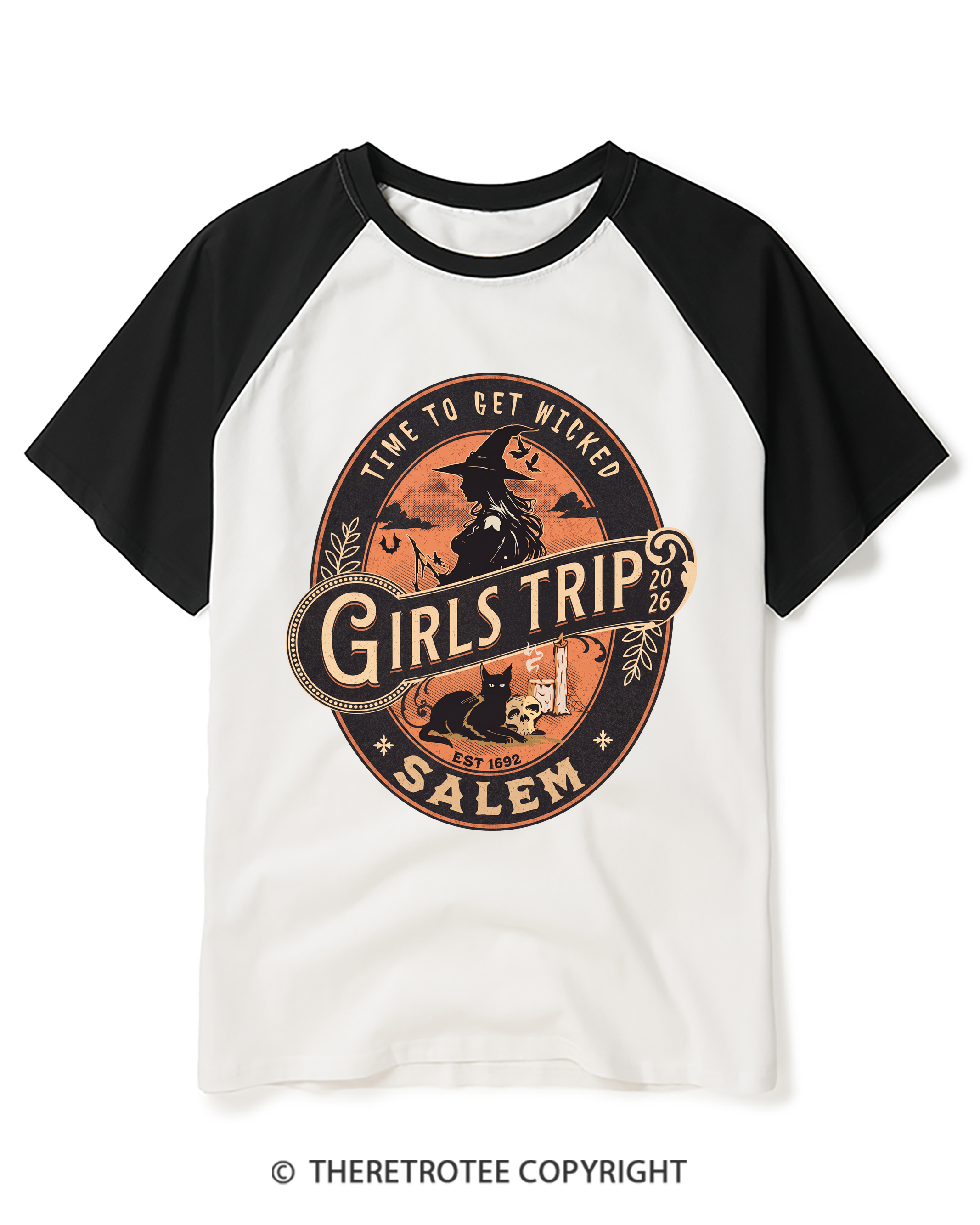 TheRetroTee Salem Girls Trip 1990s Raglan Baseball T-Shirt