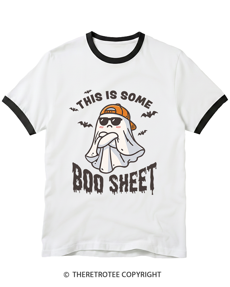 TheRetroTee Boo Sheet 1990s Ringer T-Shirt