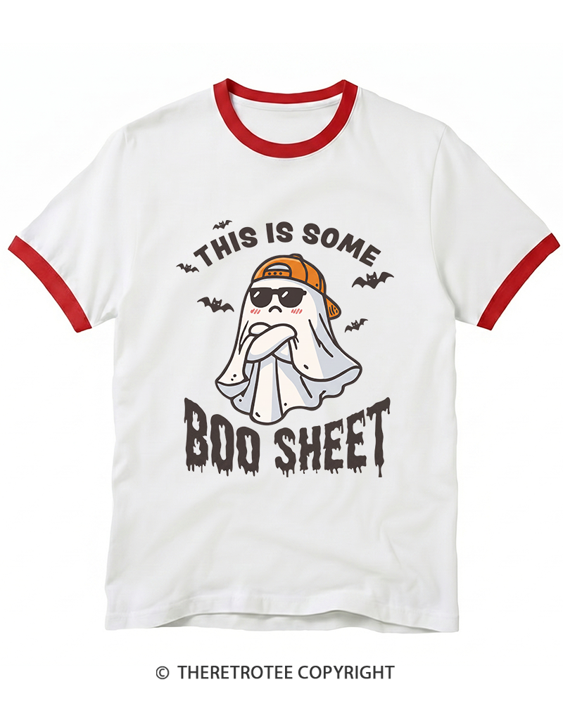 TheRetroTee Boo Sheet 1990s Ringer T-Shirt