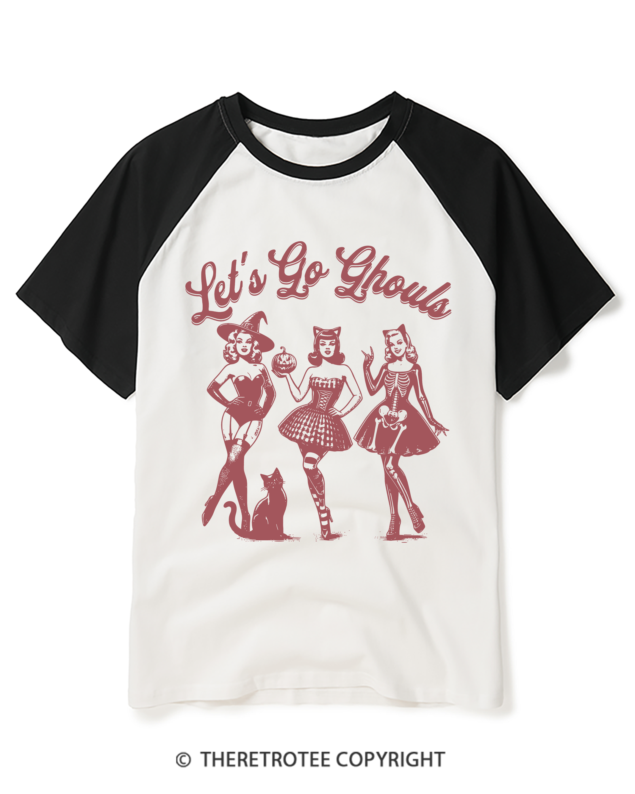 TheRetroTee Let’S Go Ghouls 1920s Raglan Baseball T-Shirt