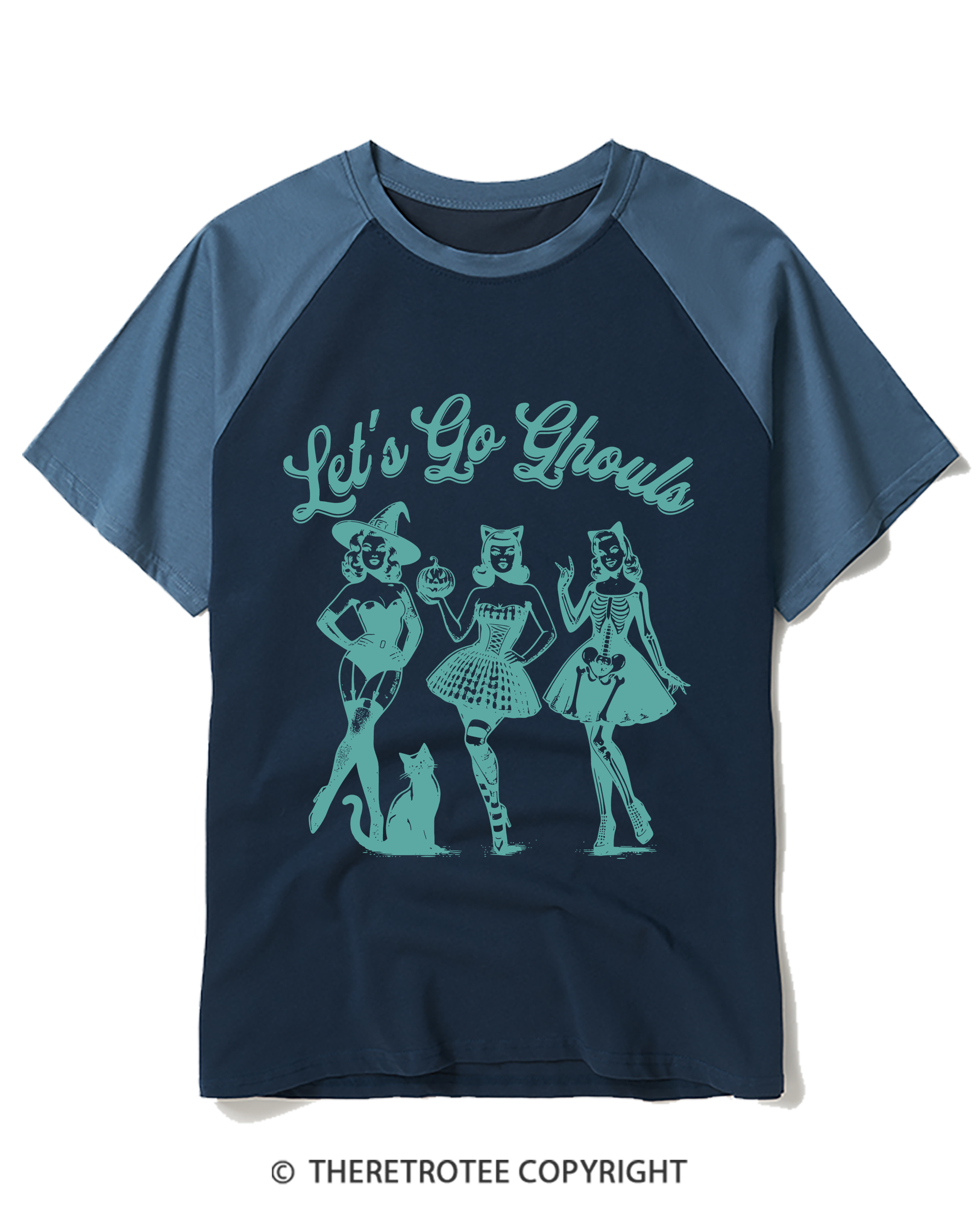 TheRetroTee Let’S Go Ghouls 1920s Raglan Baseball T-Shirt
