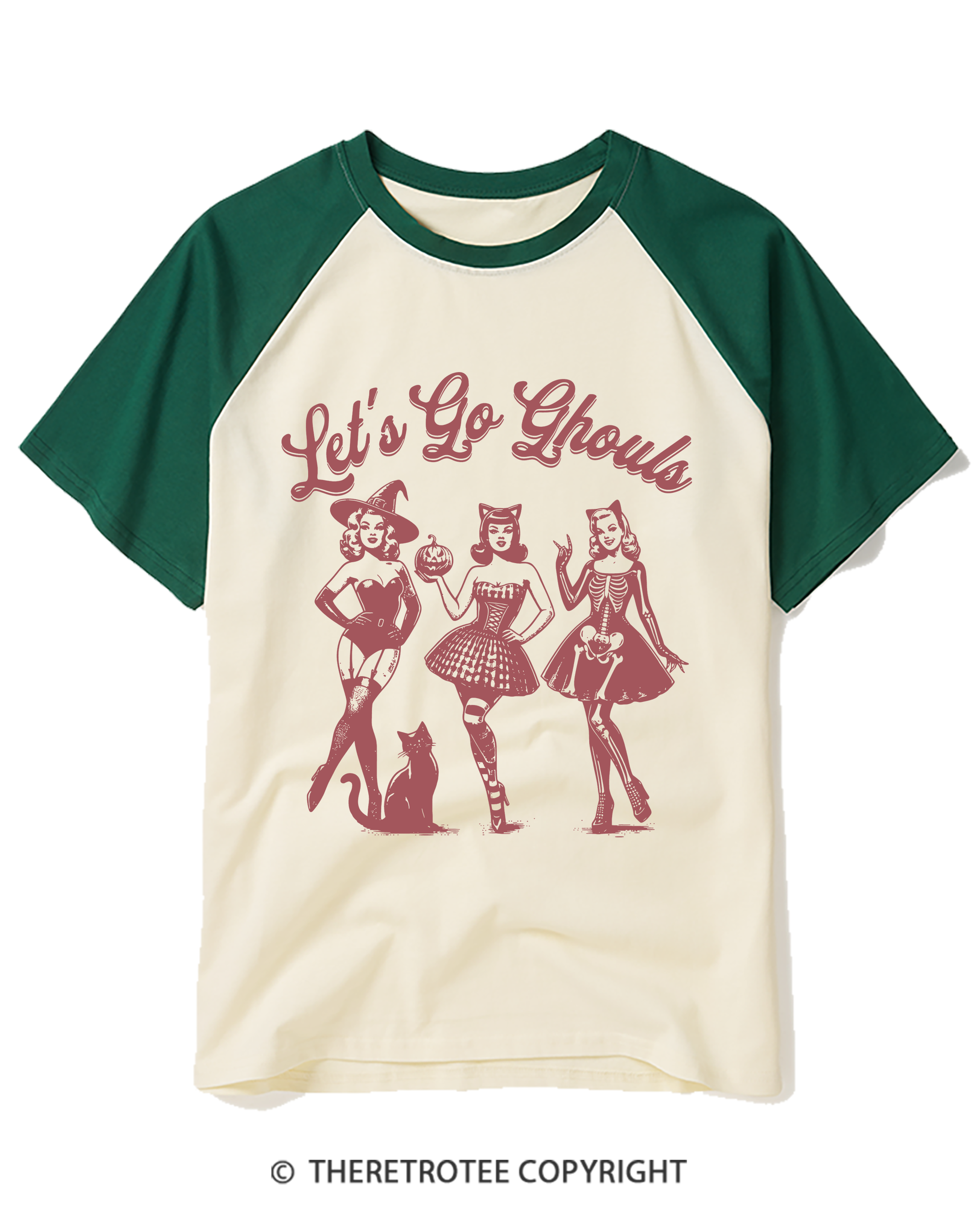 TheRetroTee Let’S Go Ghouls 1920s Raglan Baseball T-Shirt