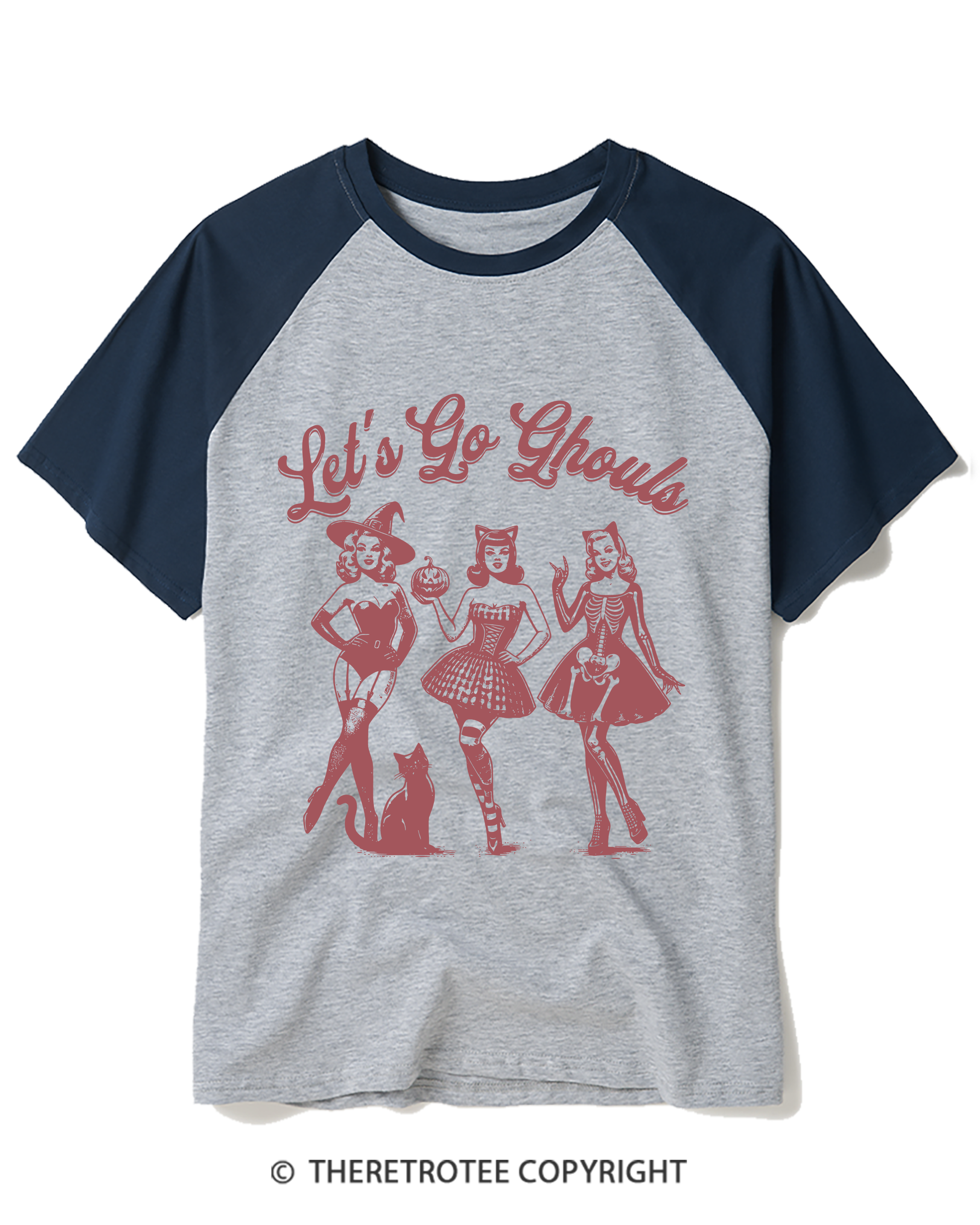 TheRetroTee Let’S Go Ghouls 1920s Raglan Baseball T-Shirt