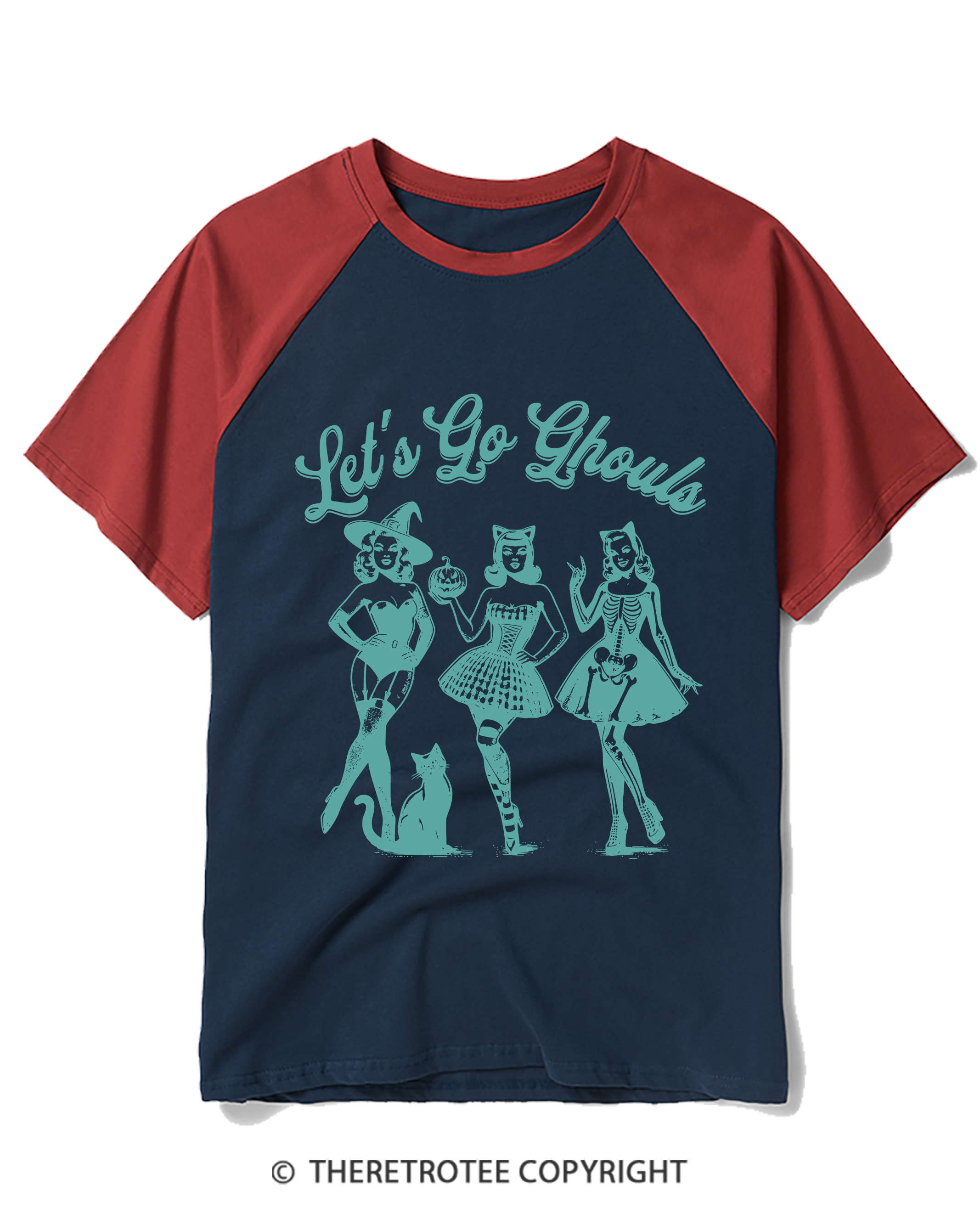 TheRetroTee Let’S Go Ghouls 1920s Raglan Baseball T-Shirt