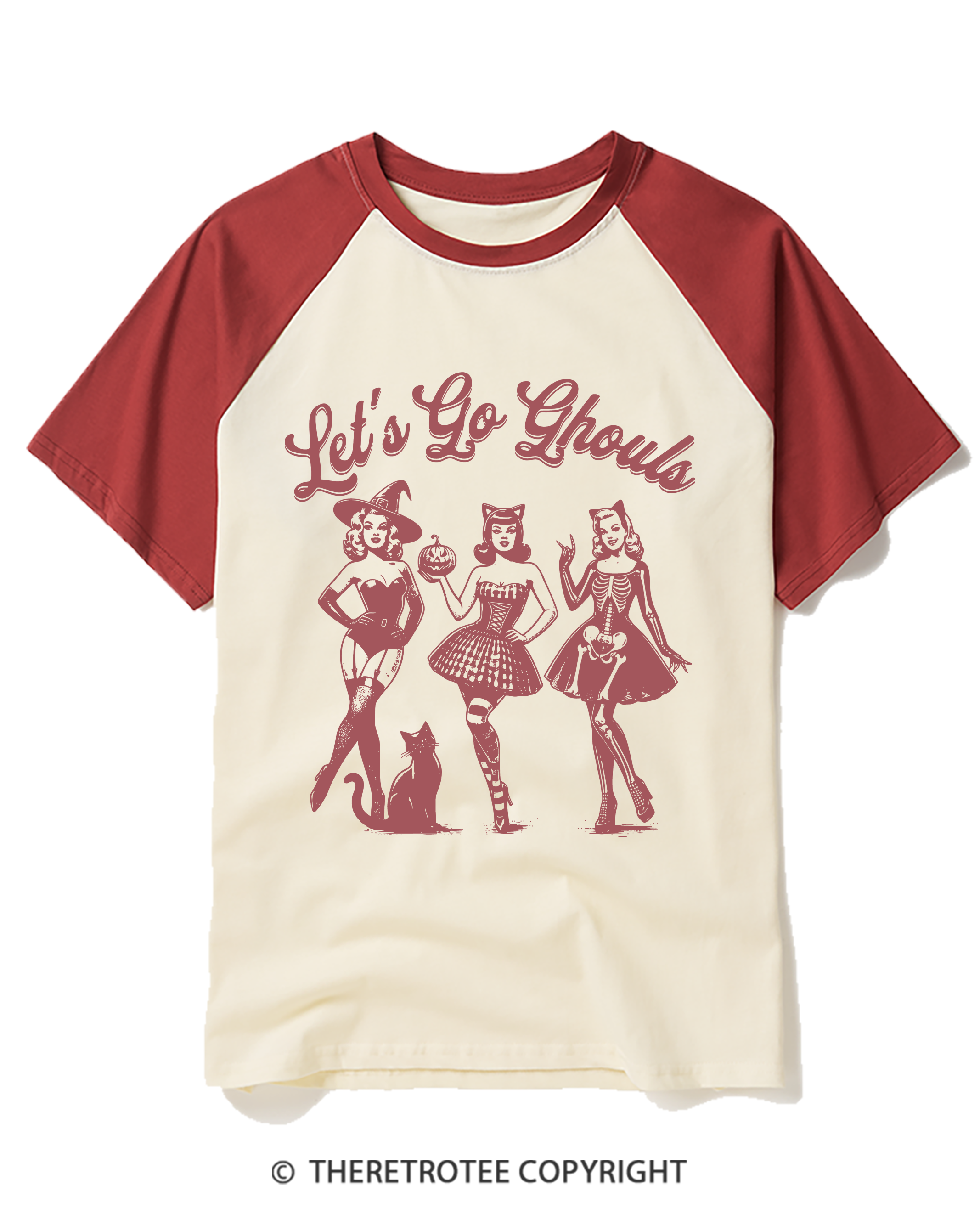 TheRetroTee Let’S Go Ghouls 1920s Raglan Baseball T-Shirt
