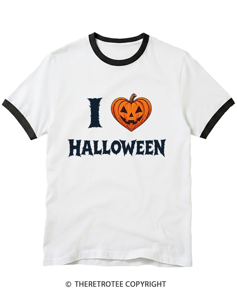 TheRetroTee I Love Halloween 1980s Ringer T-Shirt