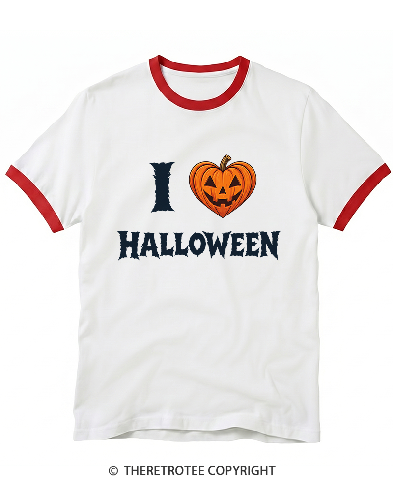 TheRetroTee I Love Halloween 1980s Ringer T-Shirt
