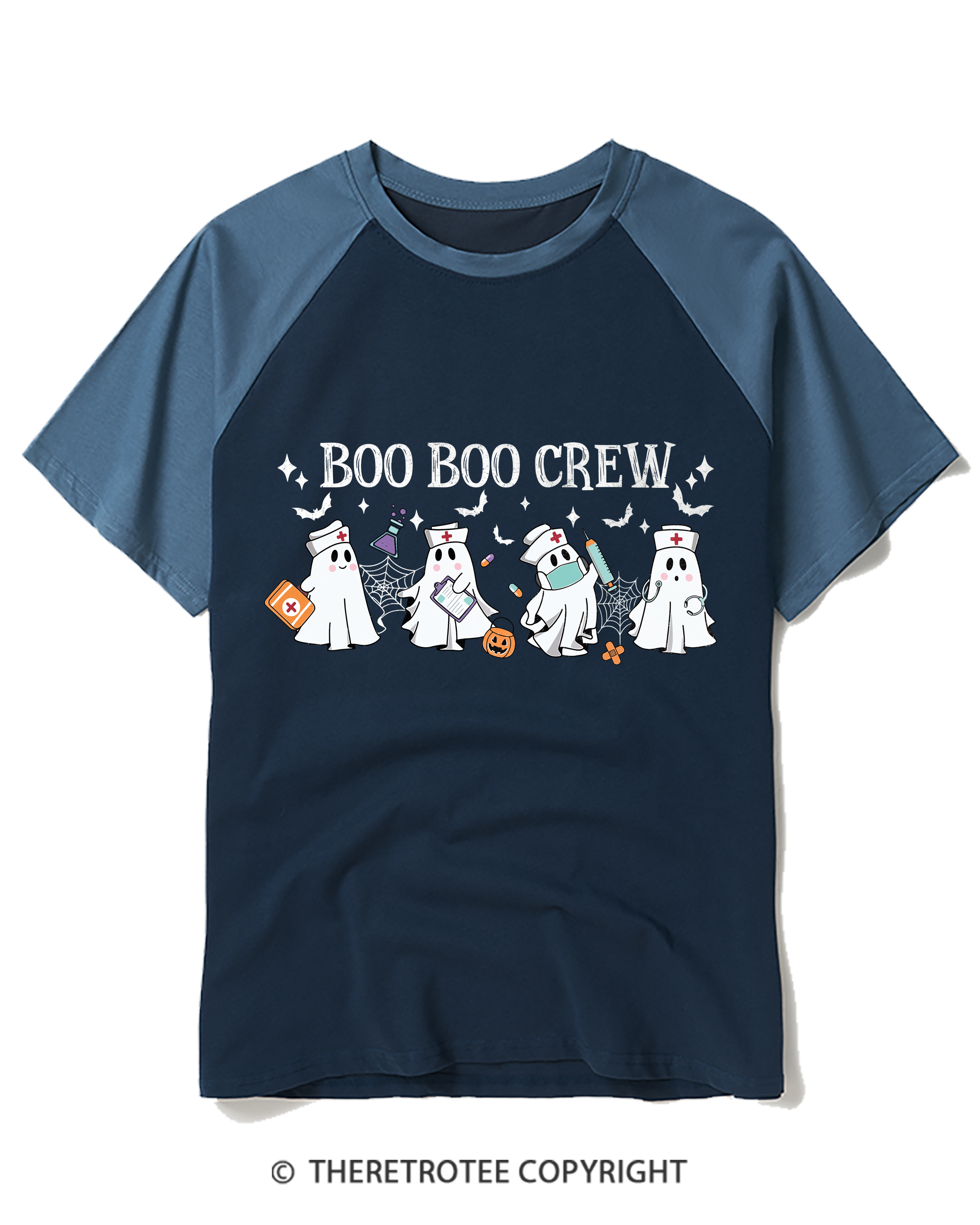 TheRetroTee Boo Boo Crew 1980s Raglan Baseball T-Shirt