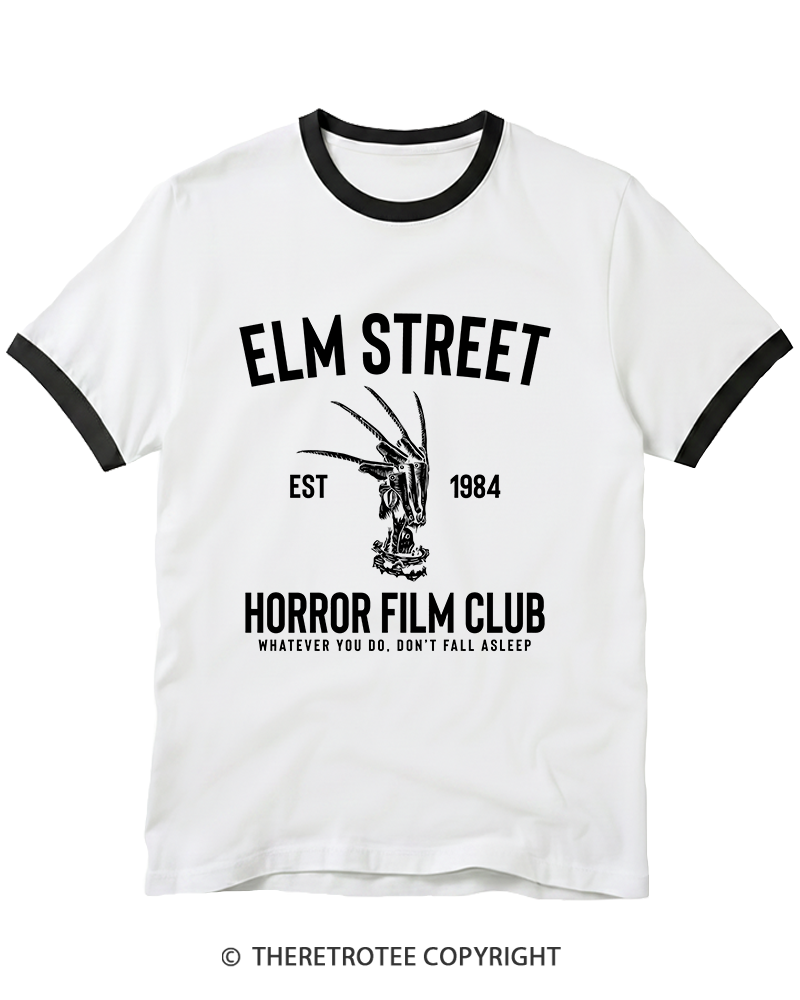 TheRetroTee Horror Film Club 1980s Ringer T-Shirt