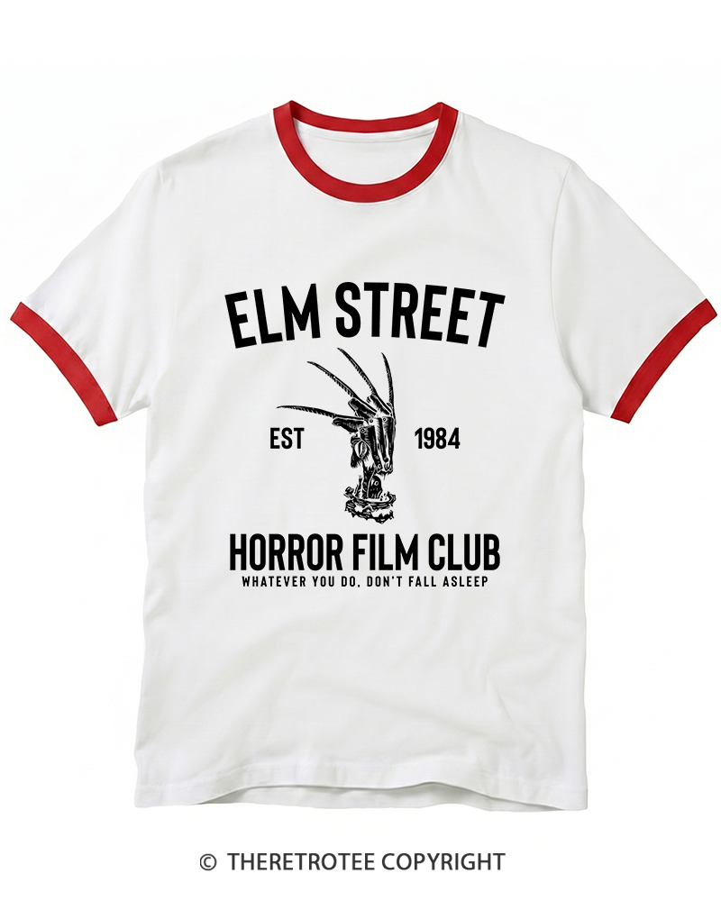 TheRetroTee Horror Film Club 1980s Ringer T-Shirt