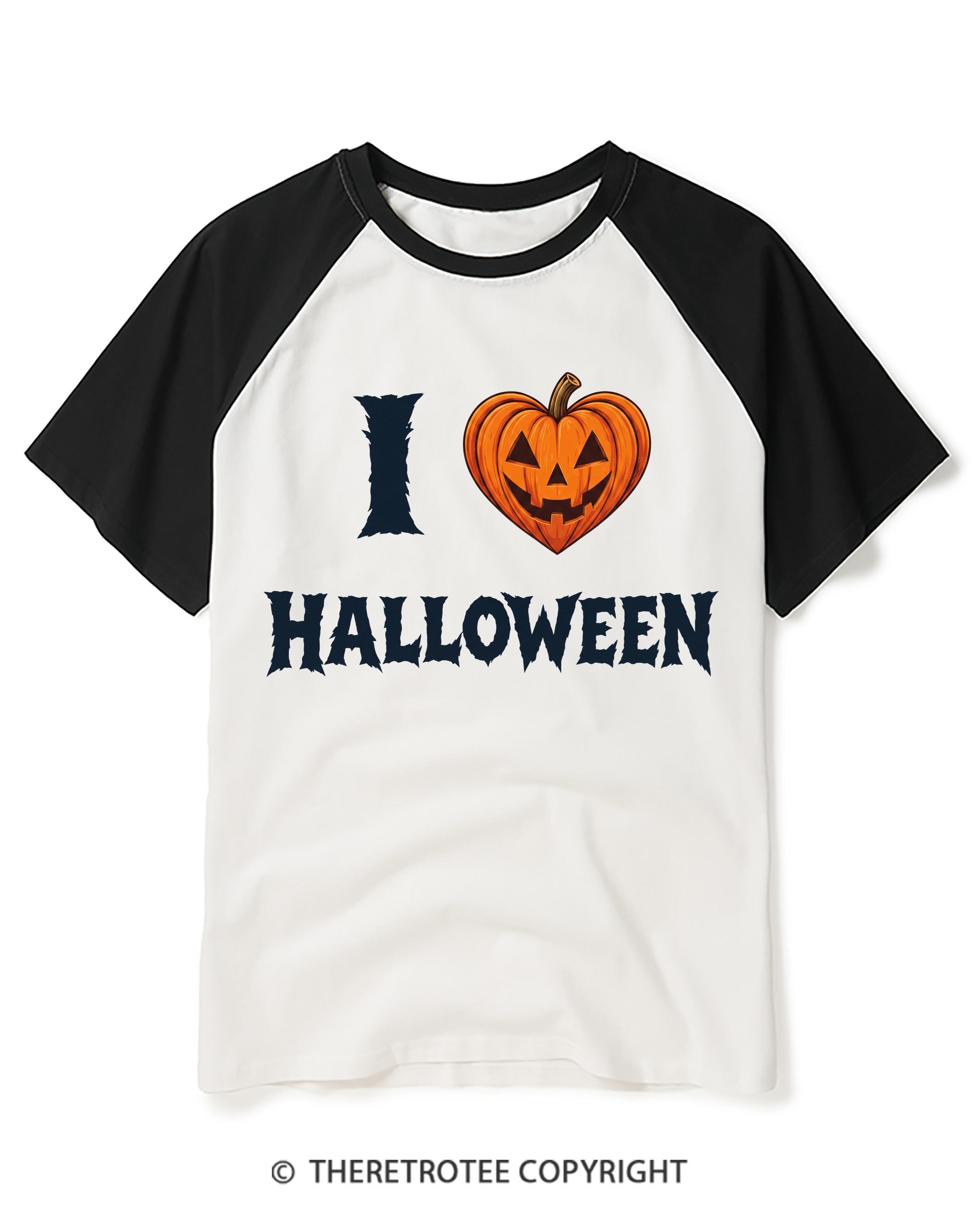 TheRetroTee I Love Halloween 1980s Raglan Baseball T-Shirt