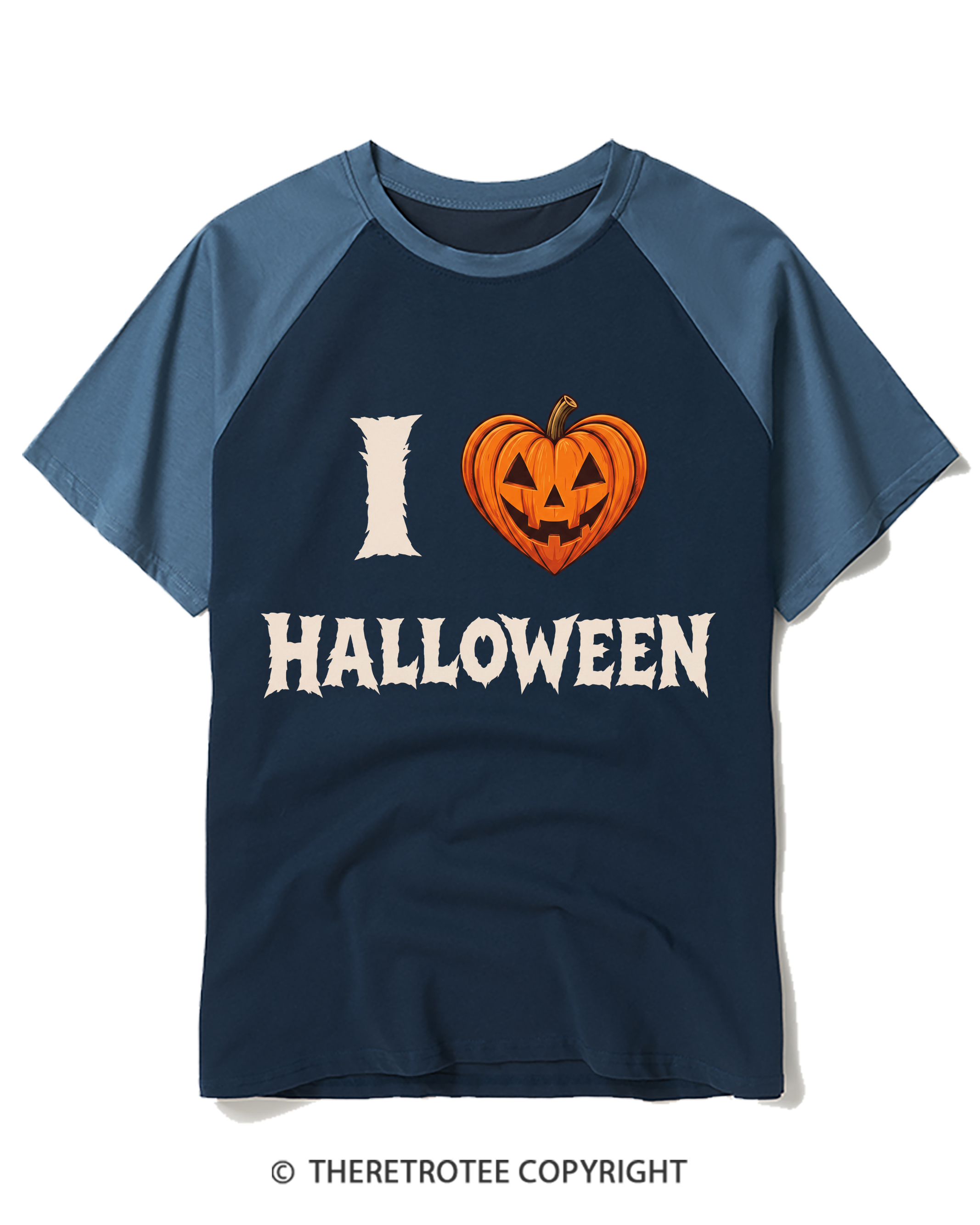 TheRetroTee I Love Halloween 1980s Raglan Baseball T-Shirt