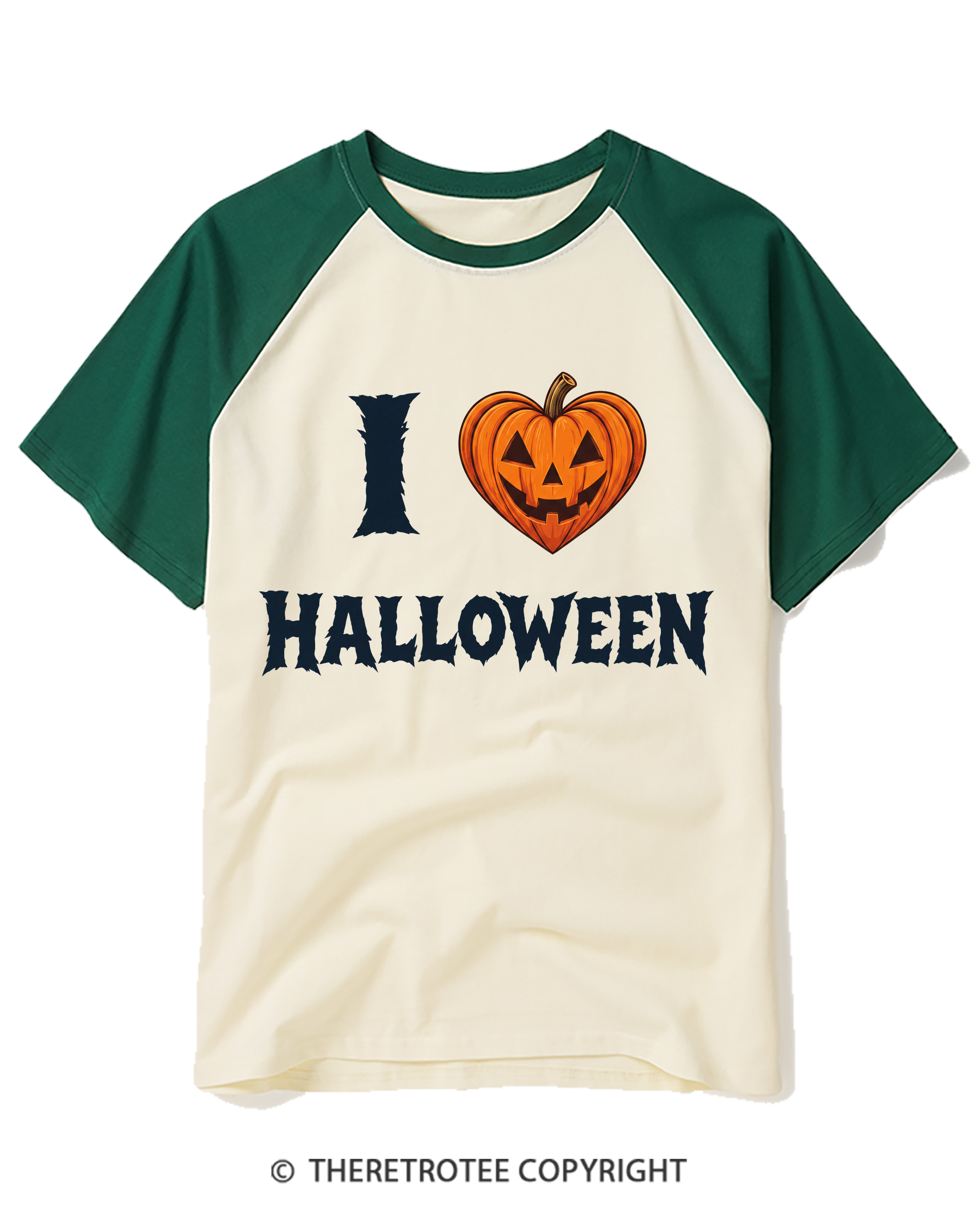 TheRetroTee I Love Halloween 1980s Raglan Baseball T-Shirt