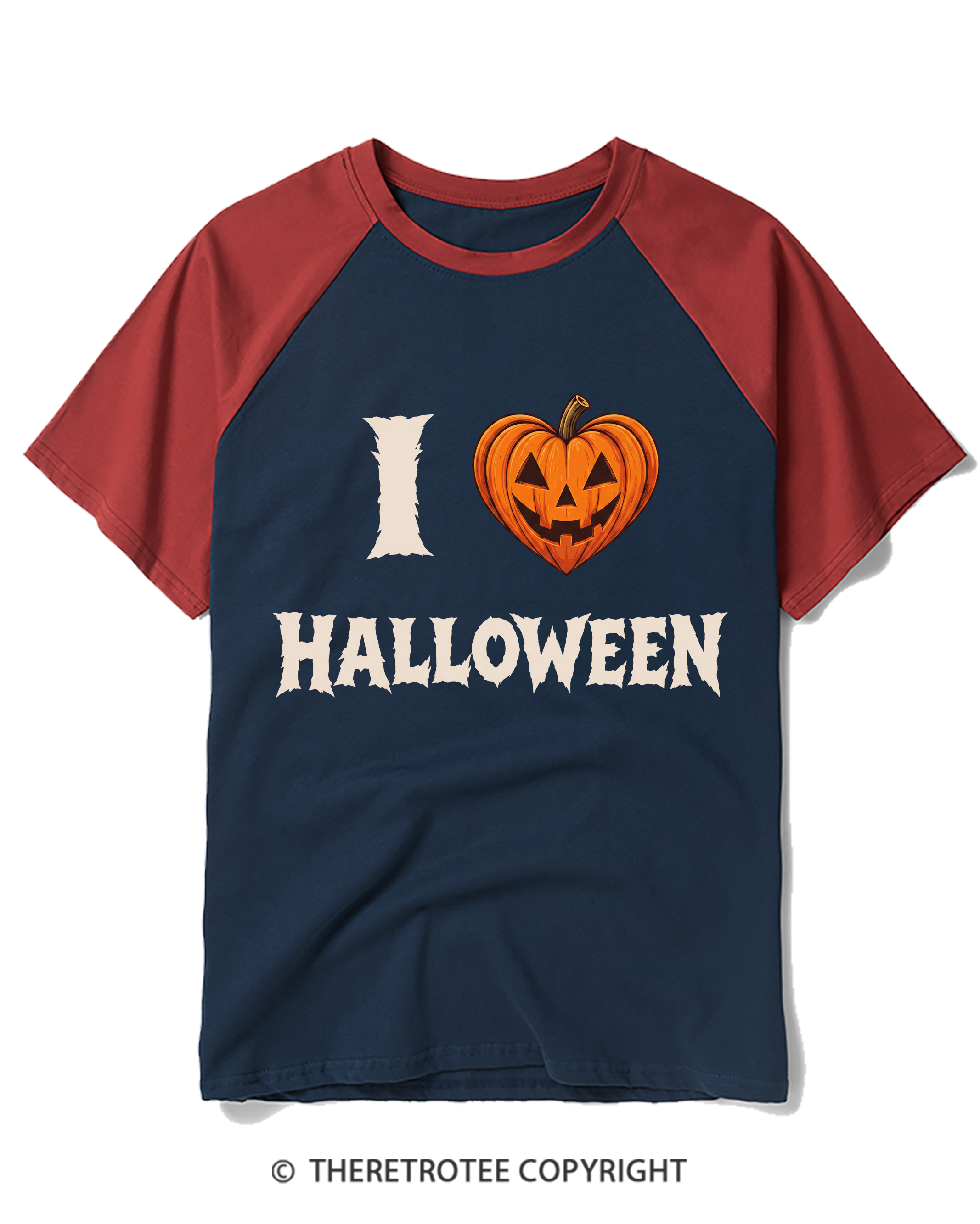 TheRetroTee I Love Halloween 1980s Raglan Baseball T-Shirt