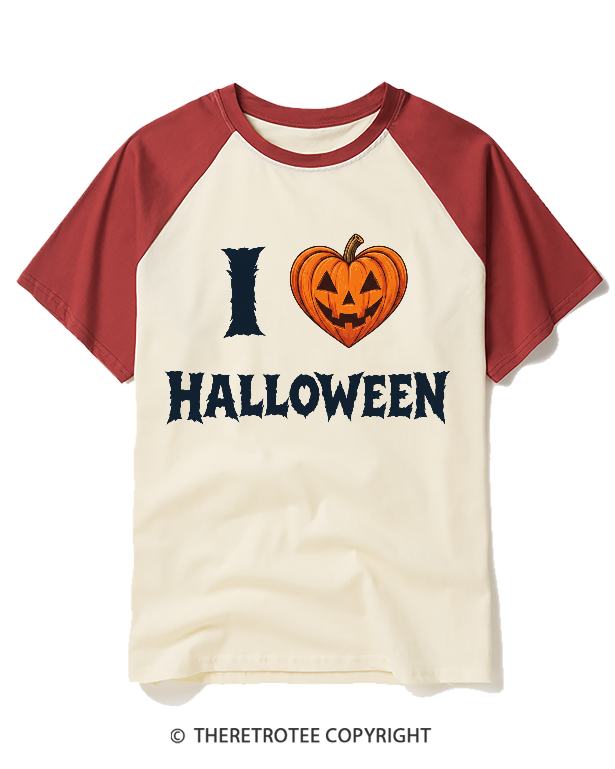 TheRetroTee I Love Halloween 1980s Raglan Baseball T-Shirt