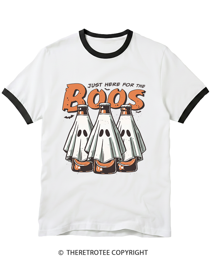 TheRetroTee I’M Just Here For The Boos 1990s Ringer T-Shirt