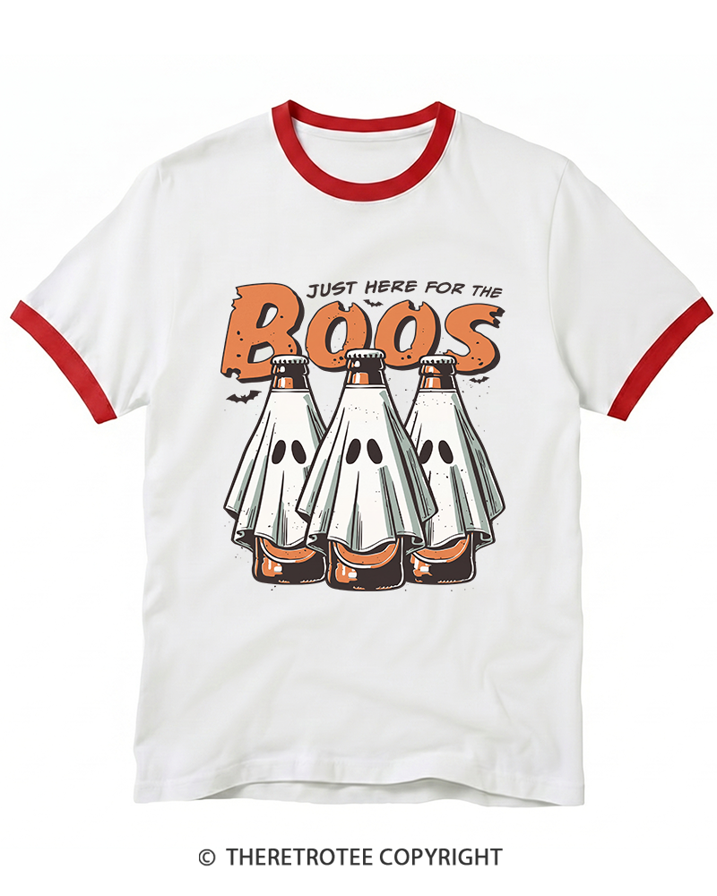 TheRetroTee I’M Just Here For The Boos 1990s Ringer T-Shirt