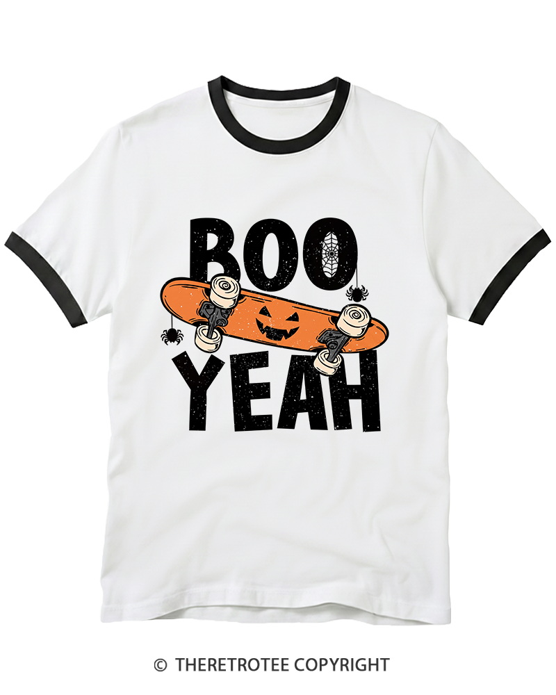 TheRetroTee Boo Yeah 1980s Ringer T-Shirt