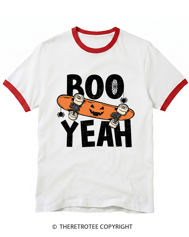 TheRetroTee Boo Yeah 1980s Ringer T-Shirt