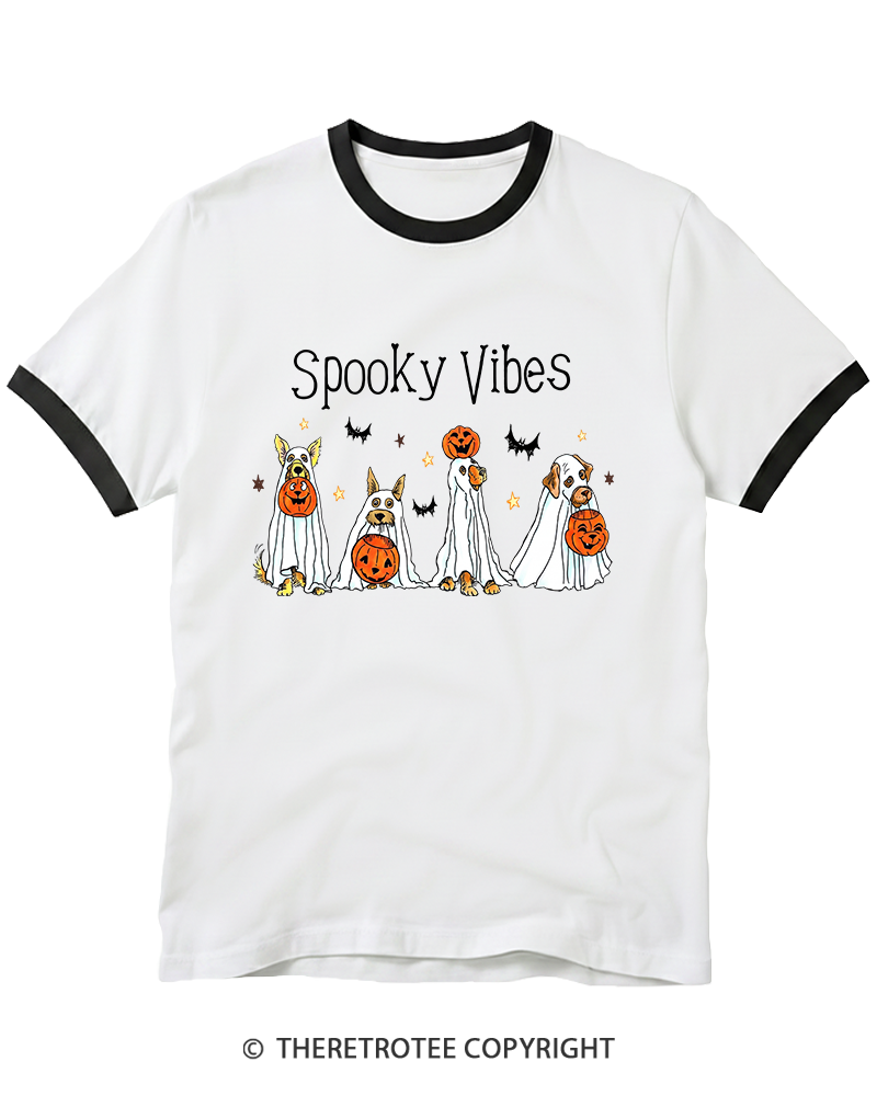 TheRetroTee Spooky Vibes Ringer T-Shirt